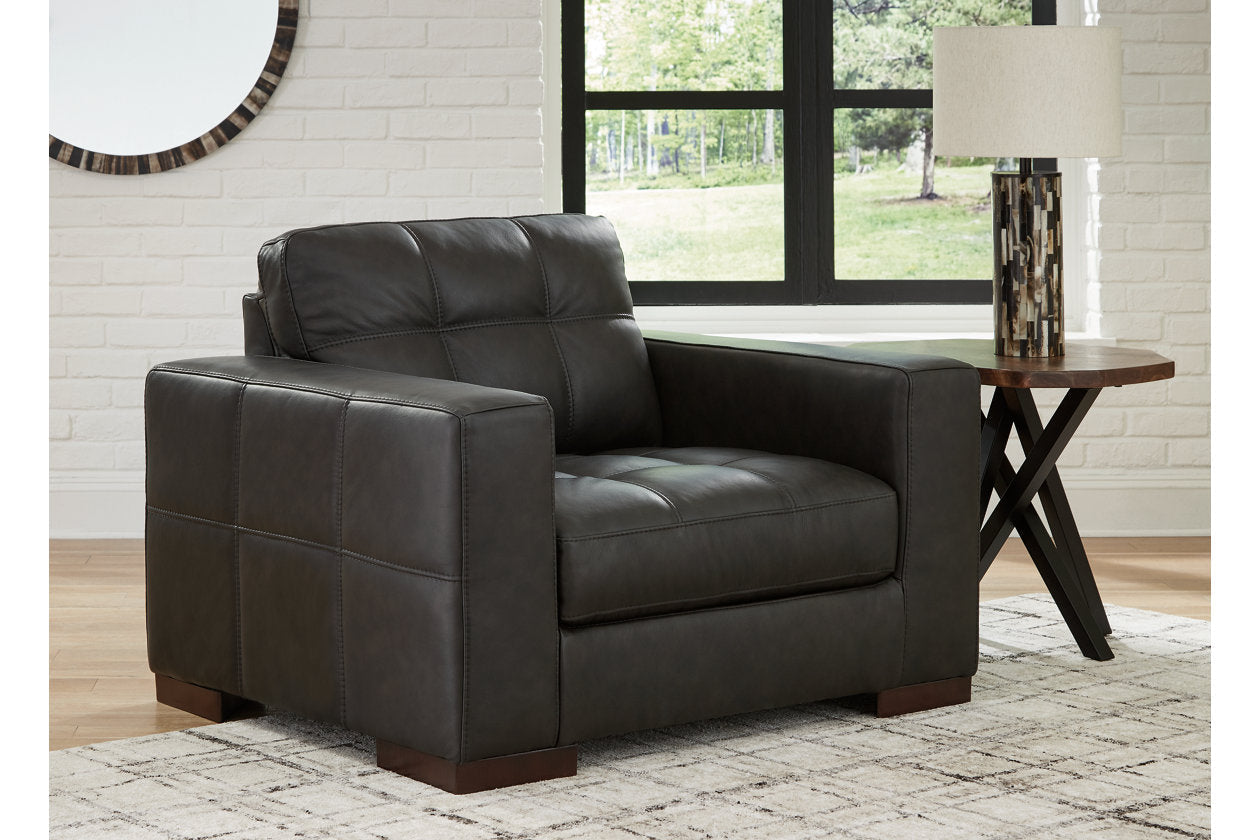 Luigi Thunder Oversized Chair and Ottoman - Ashley - Luna Furniture