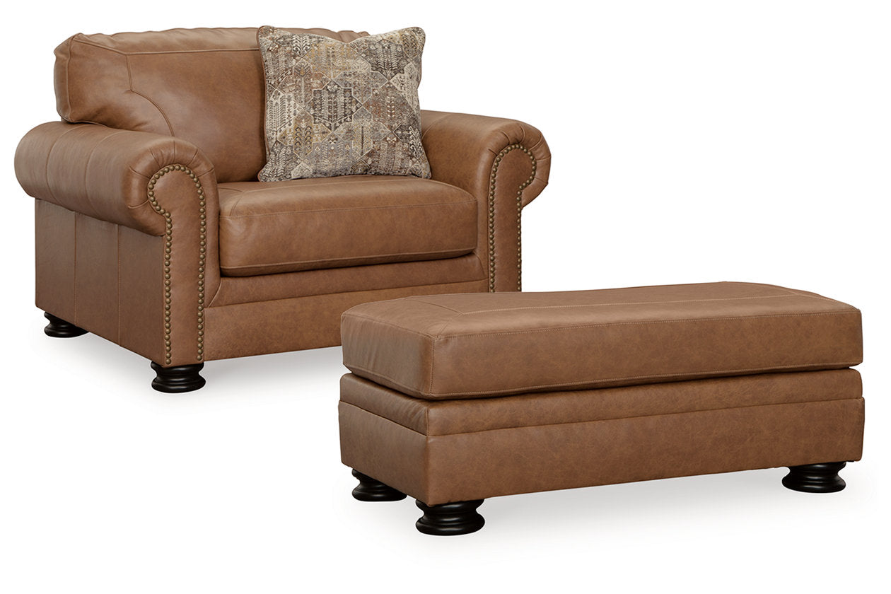 Carianna Caramel Oversized Chair and Ottoman - Ashley - Luna Furniture