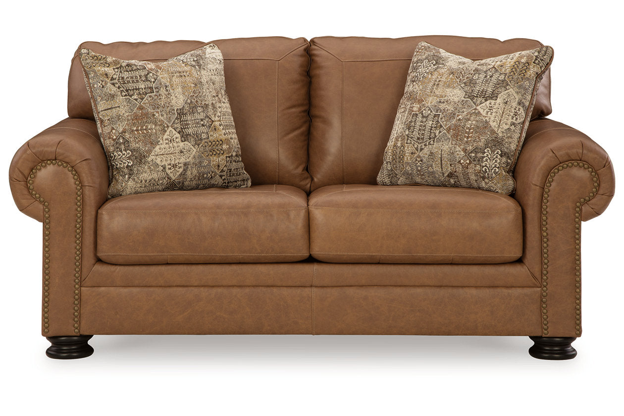 Carianna Caramel Sofa, Loveseat, Oversized Chair and Ottoman - Ashley - Luna Furniture