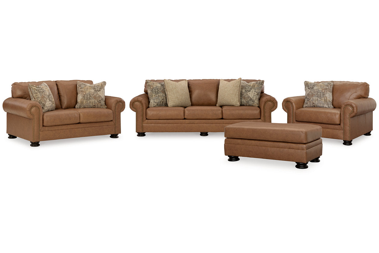 Carianna Caramel Sofa, Loveseat, Oversized Chair and Ottoman - Ashley - Luna Furniture
