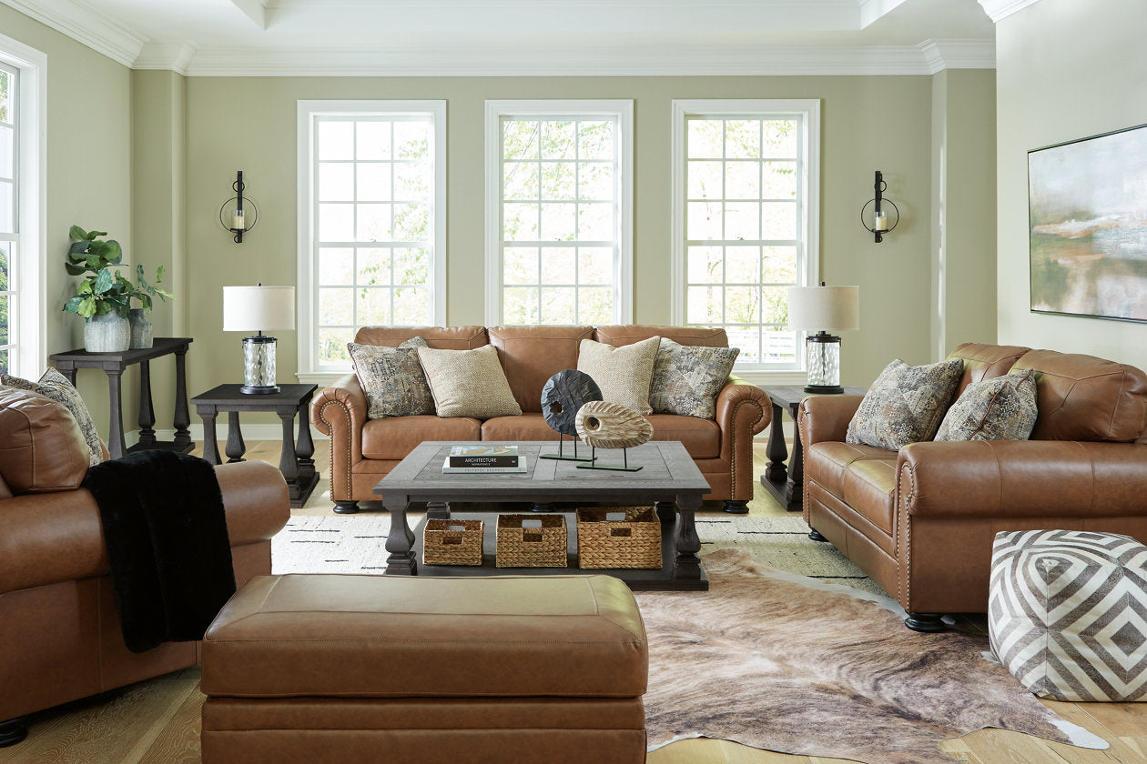 Carianna Caramel Sofa, Loveseat, Oversized Chair and Ottoman - Ashley - Luna Furniture