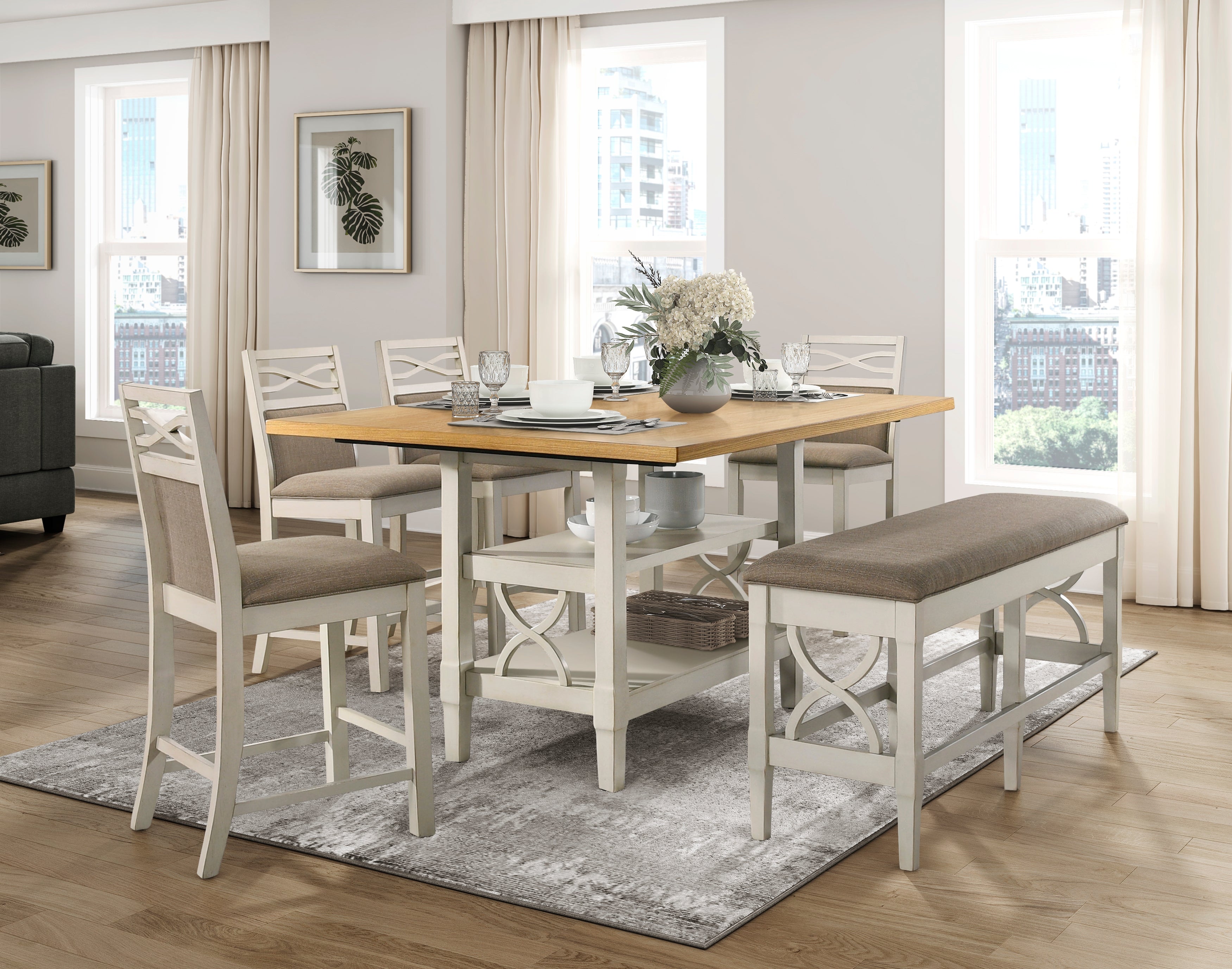Maribelle Light Oak/Gray Counter Height Set from Homelegance - Luna Furniture