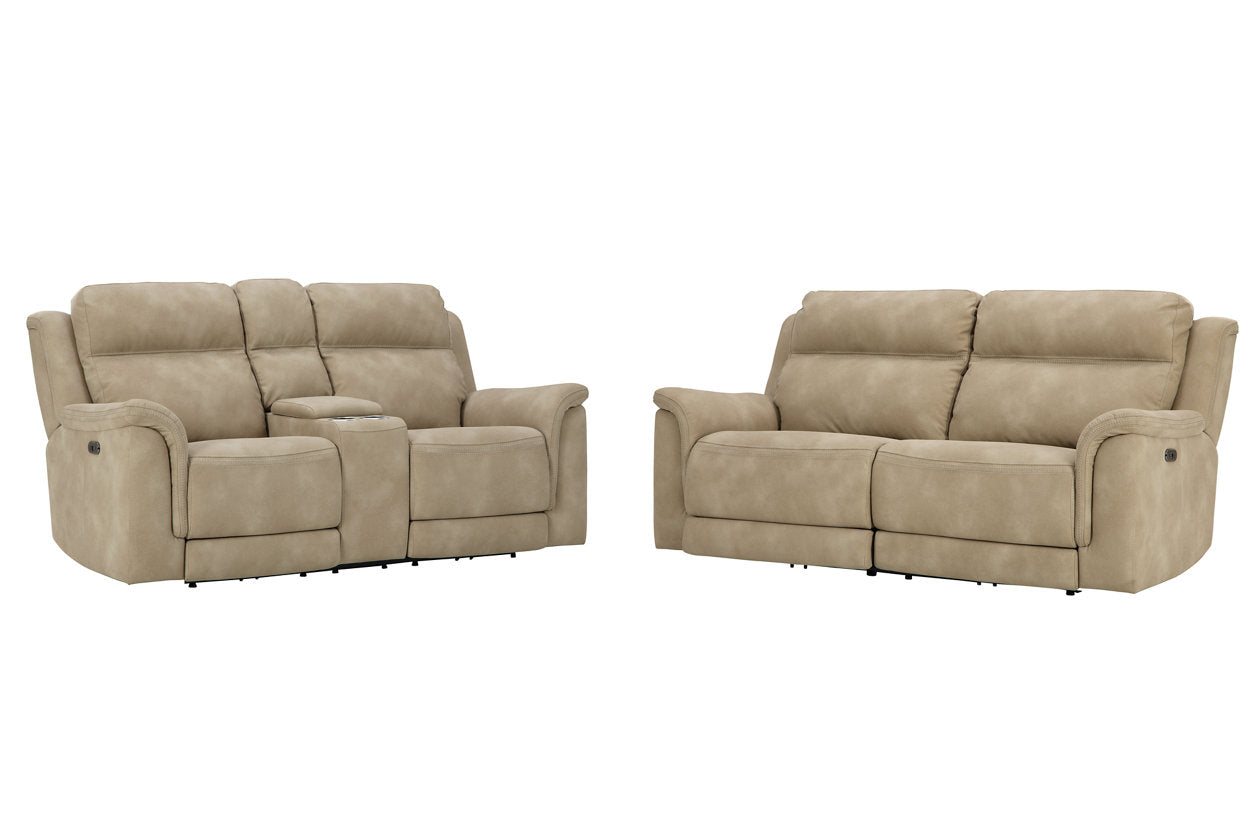 Next-Gen DuraPella Sand Power Reclining Sofa and Loveseat - Ashley - Luna Furniture