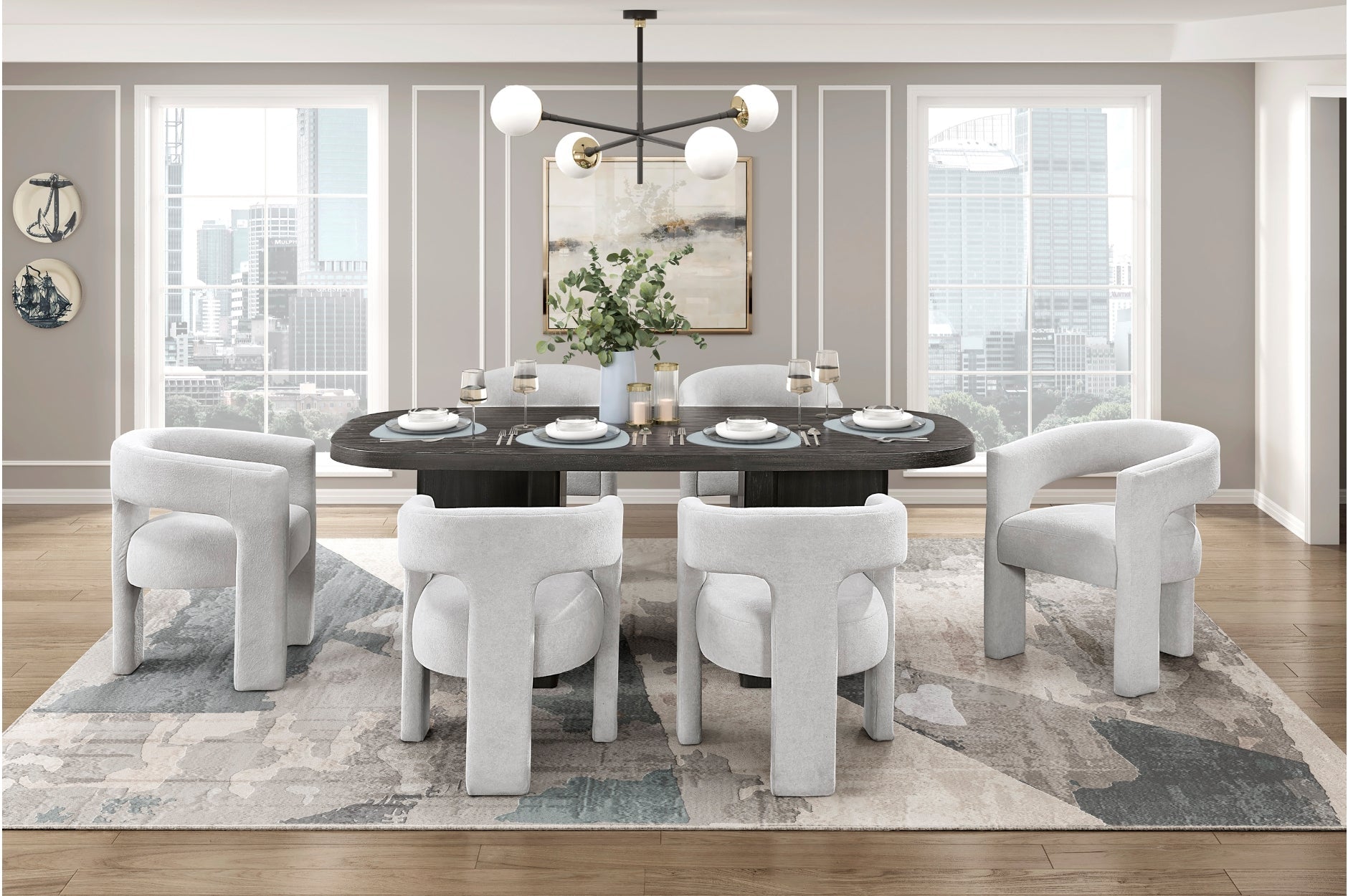 Marais Ebony/Light Gray Boucle Dining Set from Homelegance - Luna Furniture