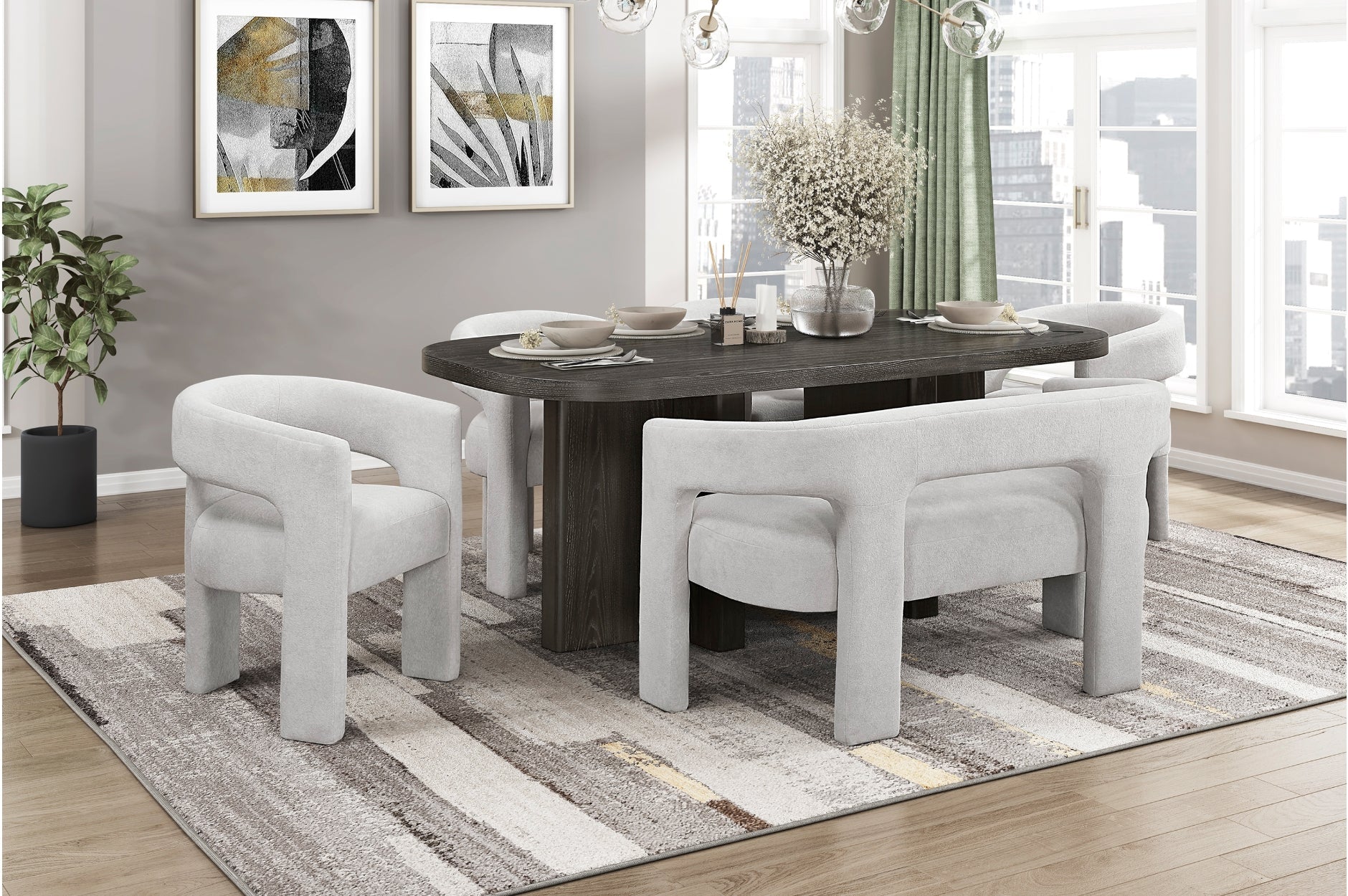 Marais Ebony/Light Gray Boucle Dining Set from Homelegance - Luna Furniture