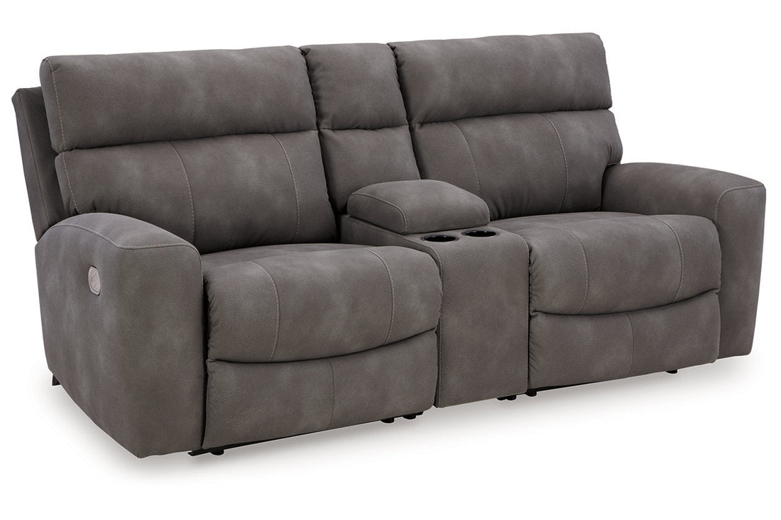 Next-Gen DuraPella Slate 3-Piece Power Reclining Sectional Loveseat with Console - Ashley - Luna Furniture
