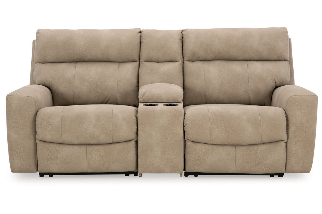 Next-Gen DuraPella Sand 3-Piece Power Reclining Sectional Loveseat with Console - Ashley - Luna Furniture