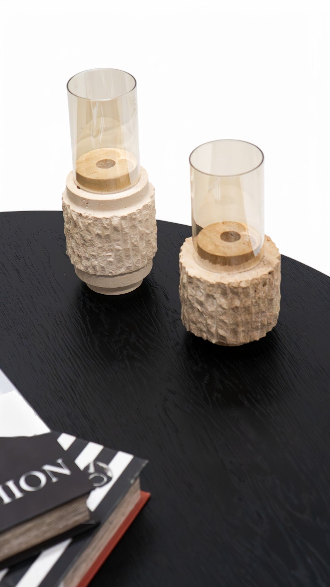 674 Black-Travertine Coffee with End Table - 674-675 BKT-COFEND