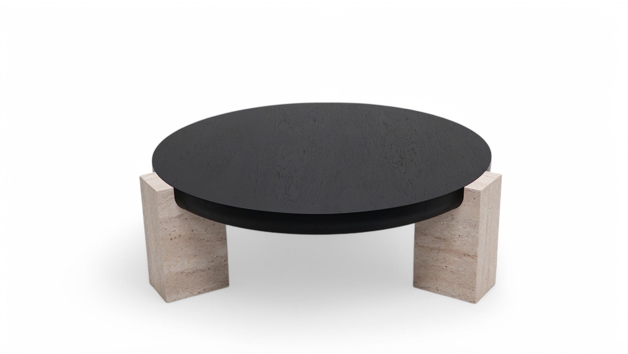 674 Black-Travertine Coffee with End Table - 674-675 BKT-COFEND