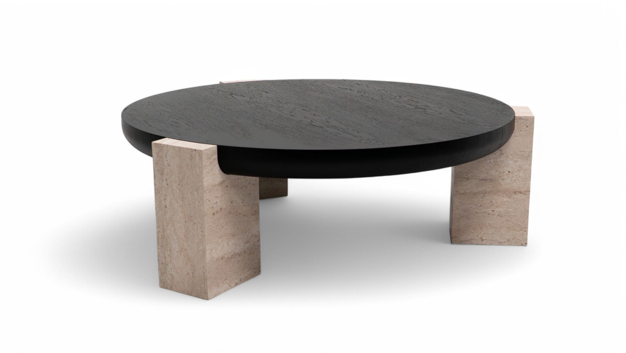 674 Black-Travertine Coffee with End Table - 674-675 BKT-COFEND
