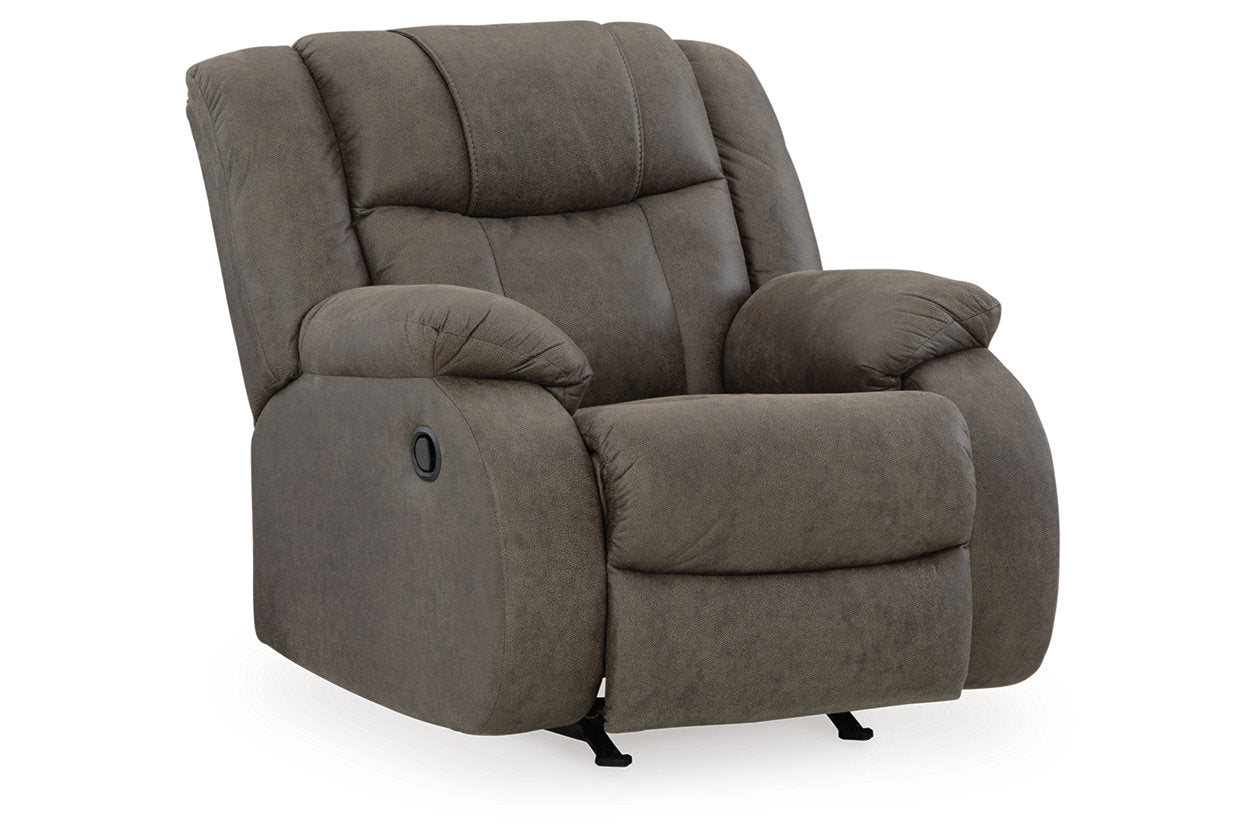 First Base Gunmetal Reclining Sofa, Loveseat and Recliner - Ashley - Luna Furniture