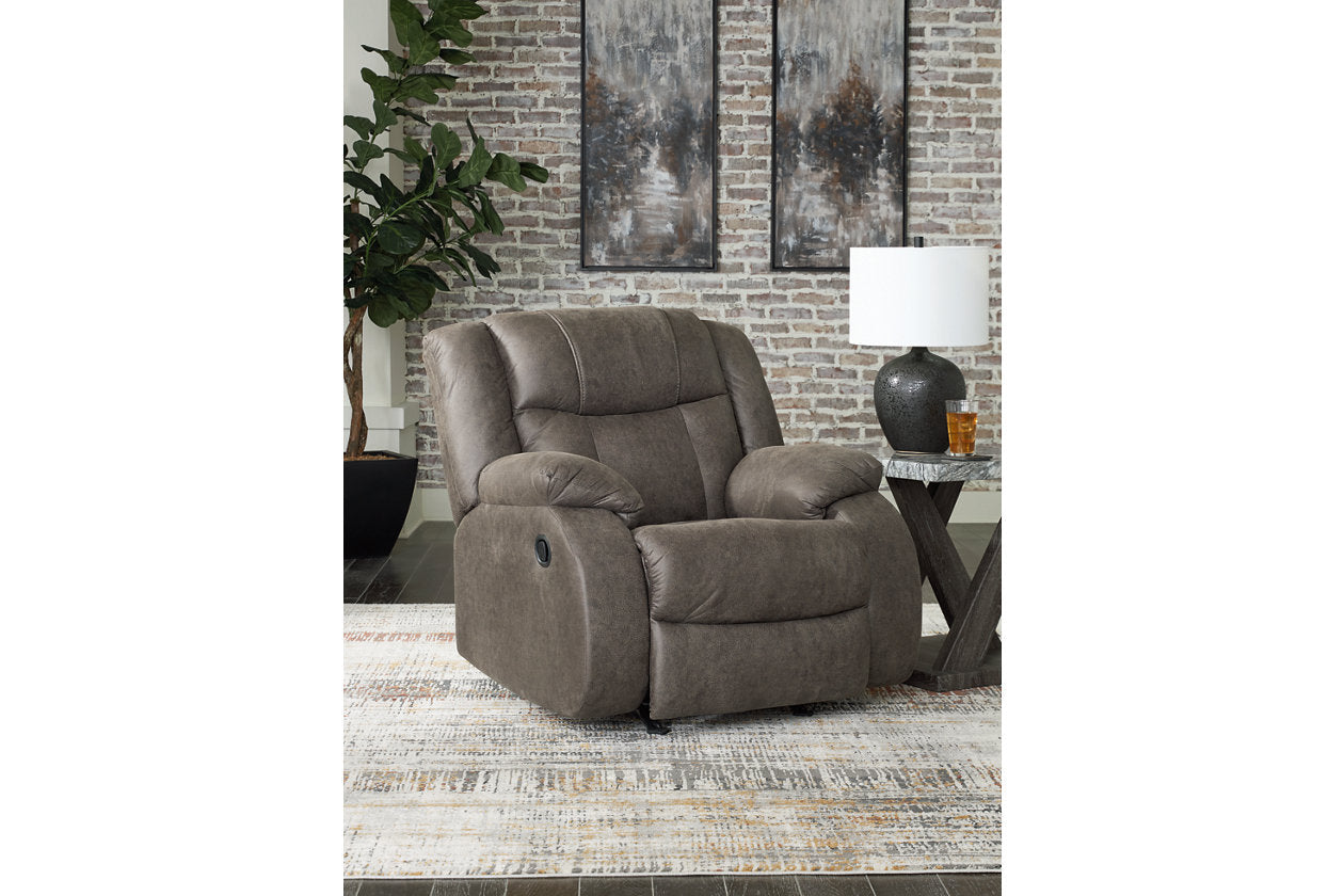 First Base Gunmetal Reclining Sofa, Loveseat and Recliner - Ashley - Luna Furniture