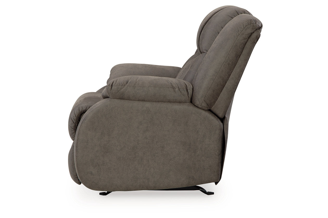 First Base Gunmetal Reclining Sofa, Loveseat and Recliner - Ashley - Luna Furniture