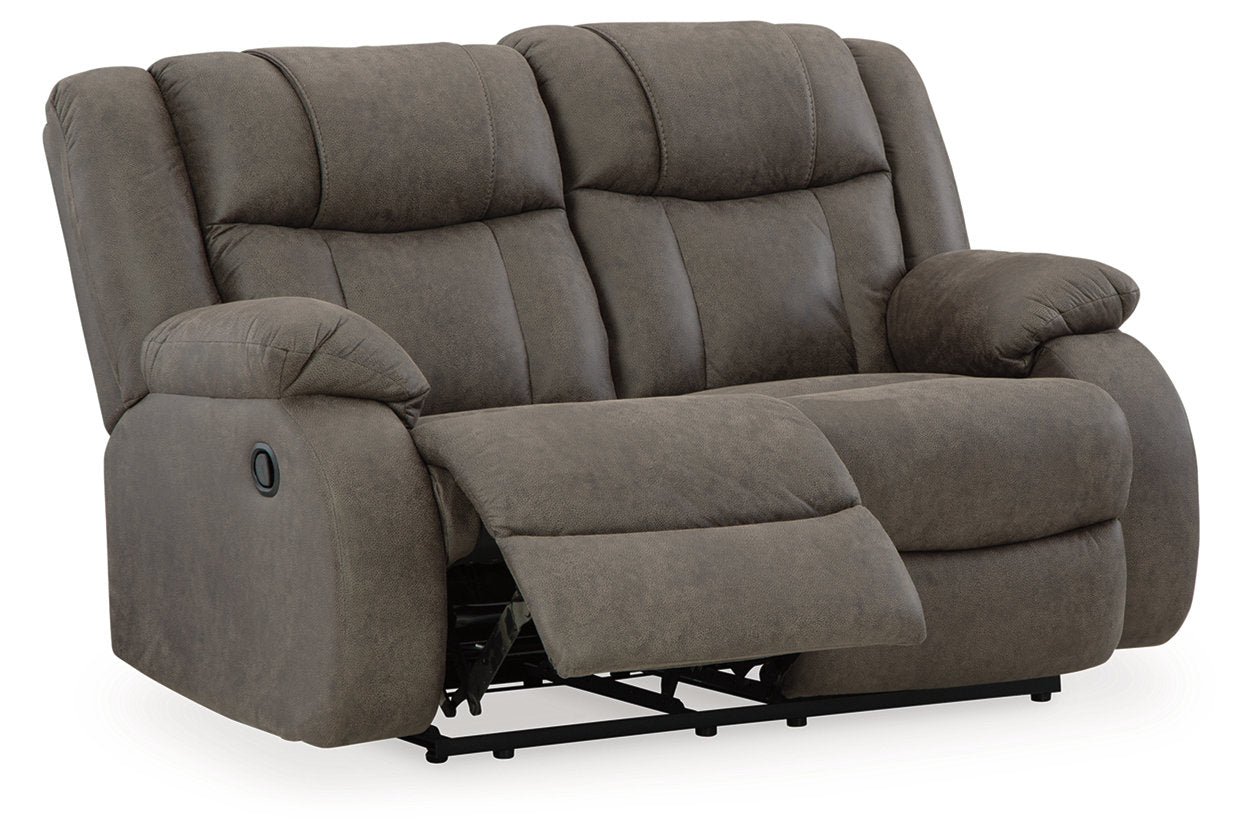 First Base Gunmetal Reclining Sofa, Loveseat and Recliner - Ashley - Luna Furniture