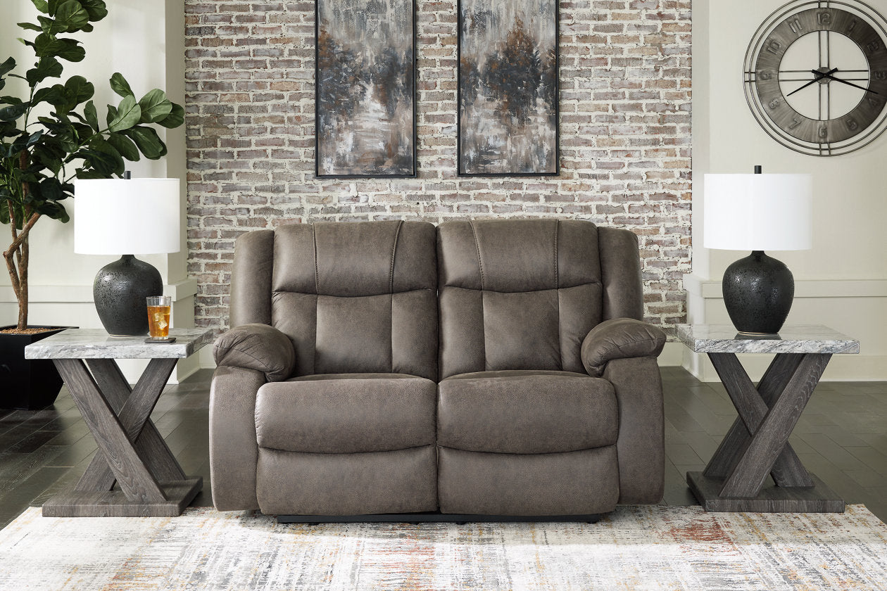 First Base Gunmetal Reclining Sofa, Loveseat and Recliner - Ashley - Luna Furniture