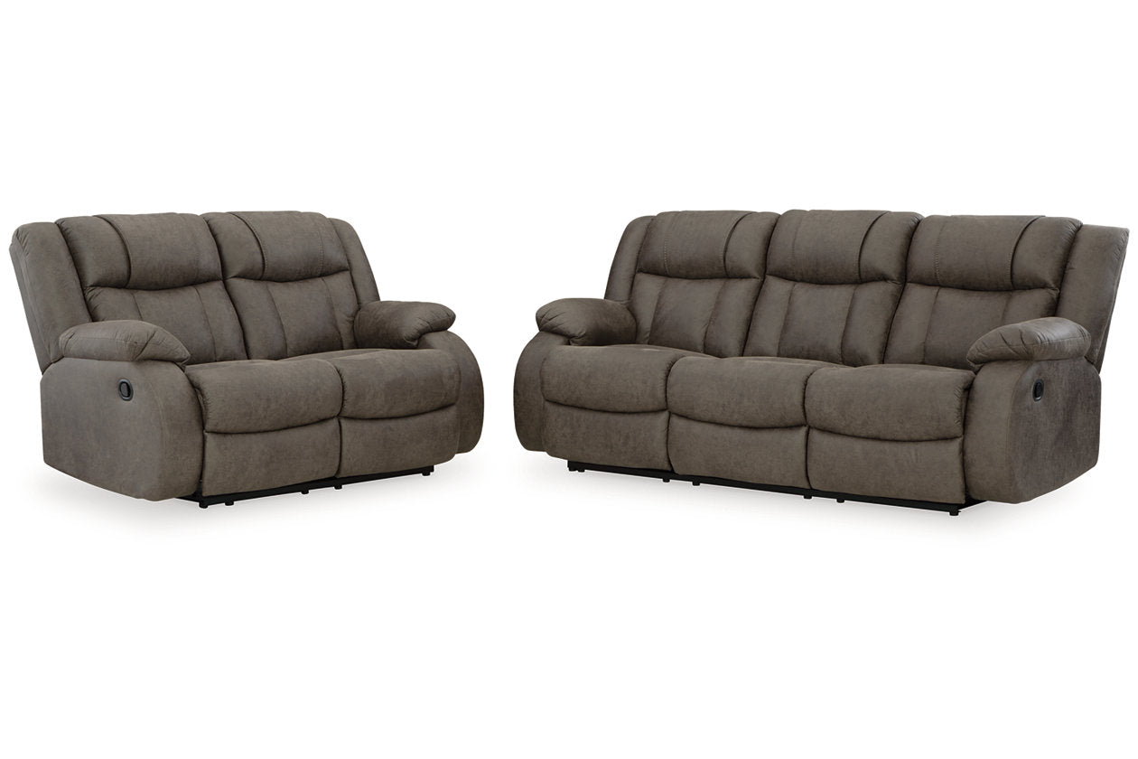 First Base Gunmetal Reclining Living Room Set - Ashley - Luna Furniture