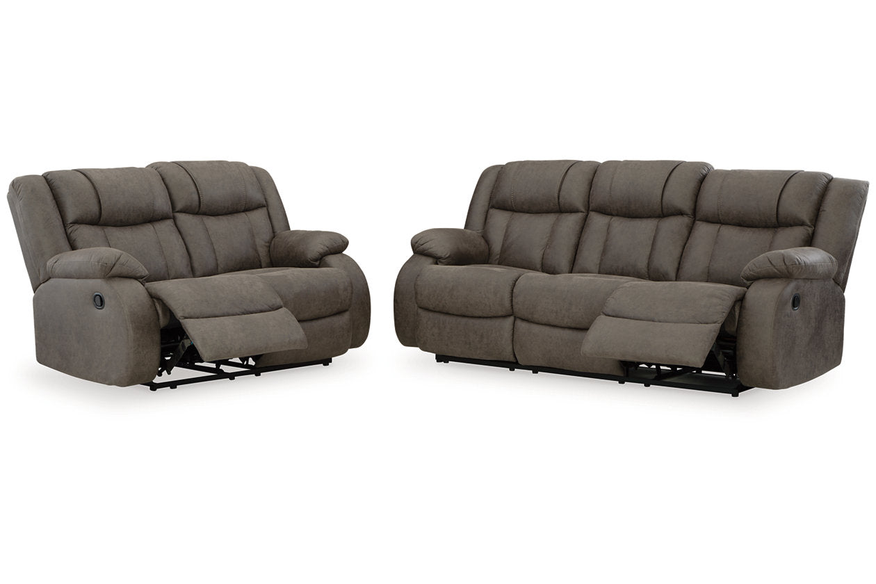 First Base Gunmetal Reclining Living Room Set - Ashley - Luna Furniture