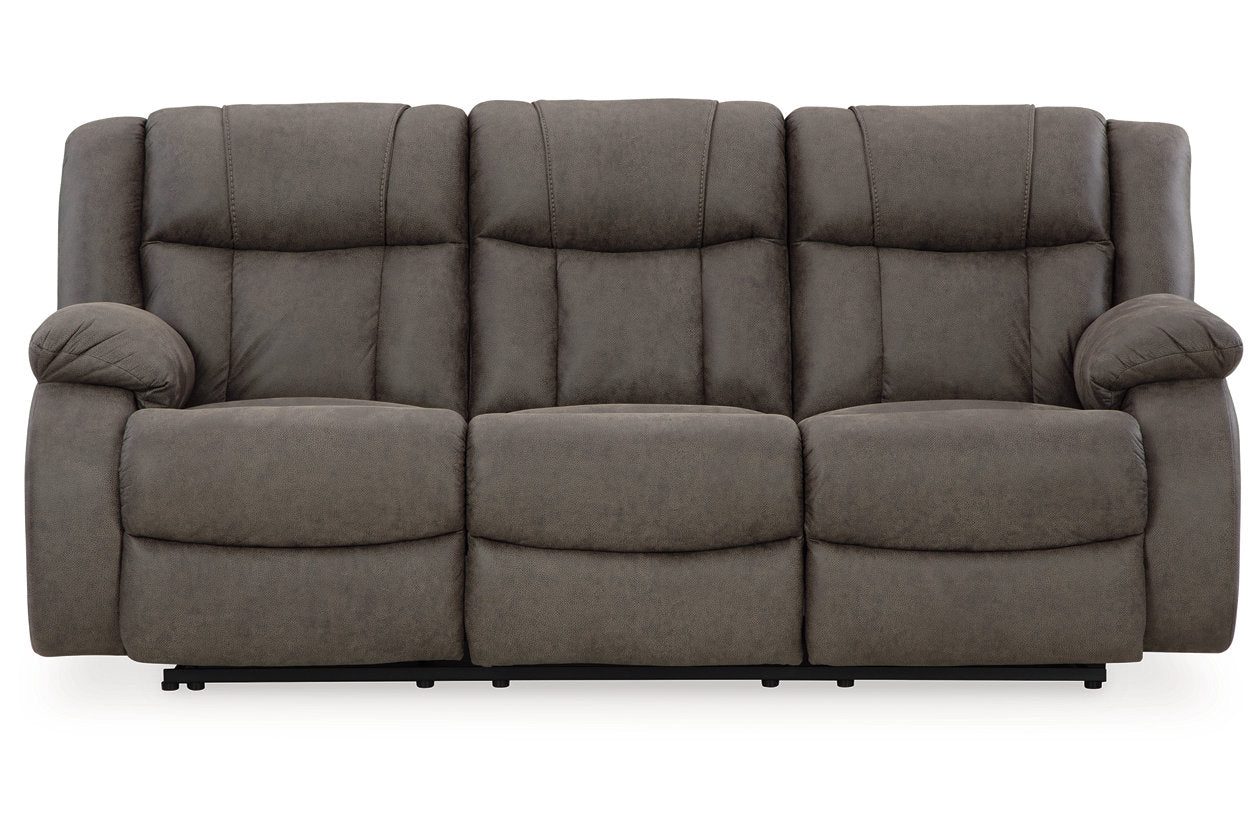 First Base Gunmetal Reclining Sofa, Loveseat and Recliner - Ashley - Luna Furniture