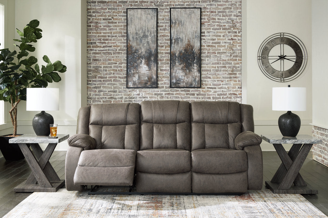 First Base Gunmetal Reclining Sofa, Loveseat and Recliner - Ashley - Luna Furniture