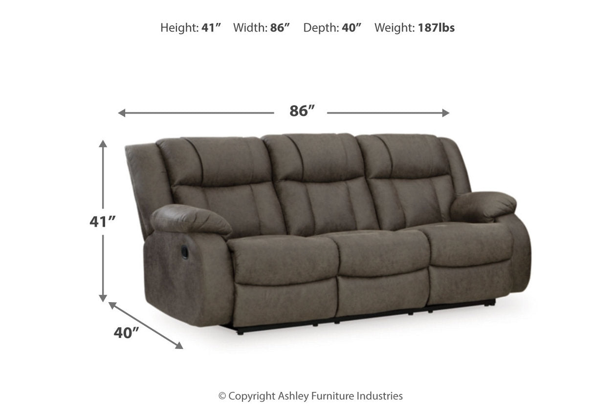 First Base Gunmetal Reclining Sofa, Loveseat and Recliner - Ashley - Luna Furniture