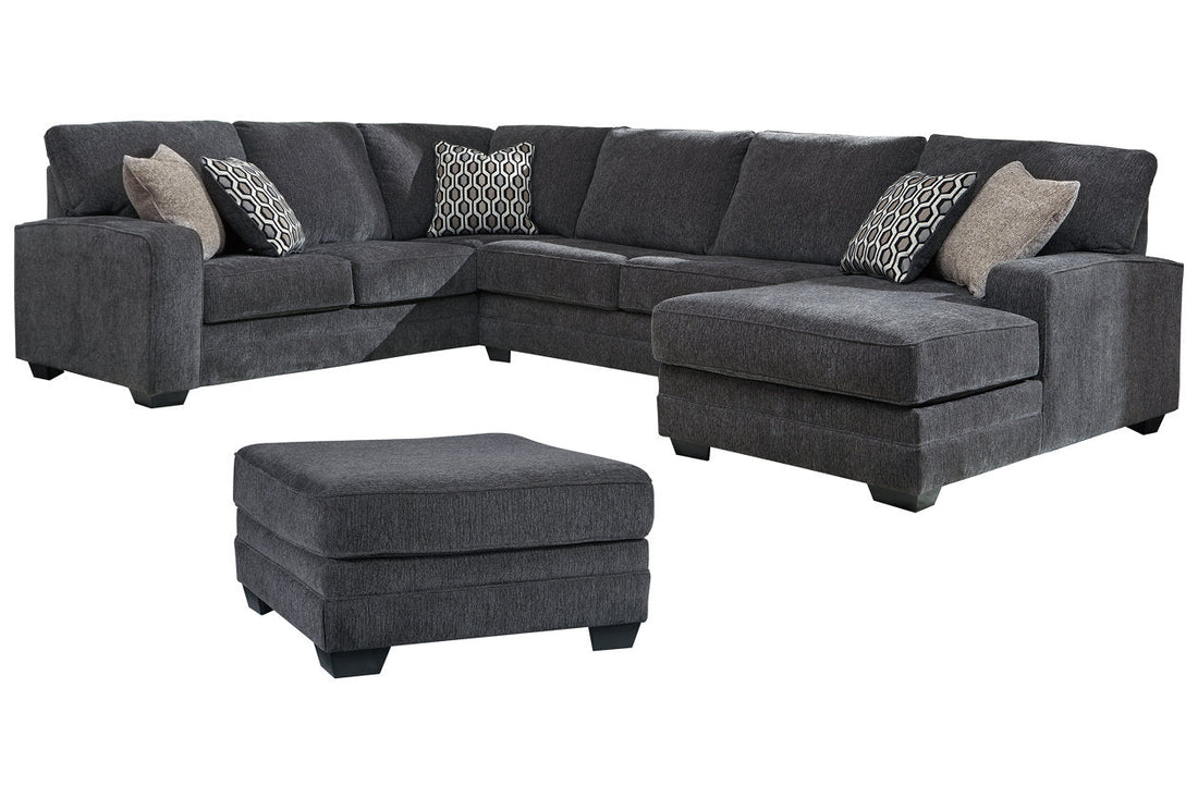 Tracling Slate 3-Piece Sectional with Ottoman - Ashley - Luna Furniture