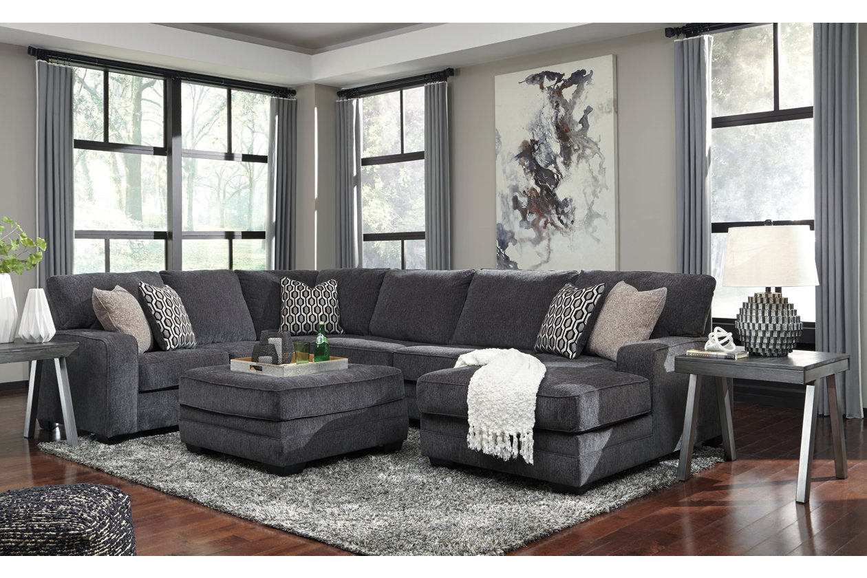 Tracling Slate 3-Piece Sectional with Ottoman - Ashley - Luna Furniture