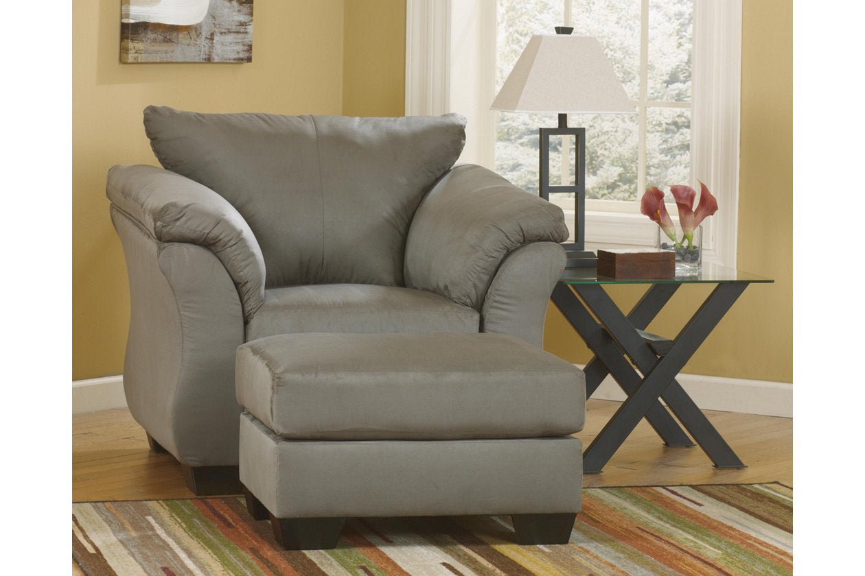 Darcy Cobblestone Chair and Ottoman - Ashley - Luna Furniture