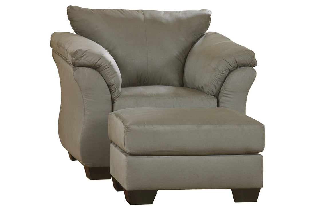 Darcy Cobblestone Chair and Ottoman - Ashley - Luna Furniture