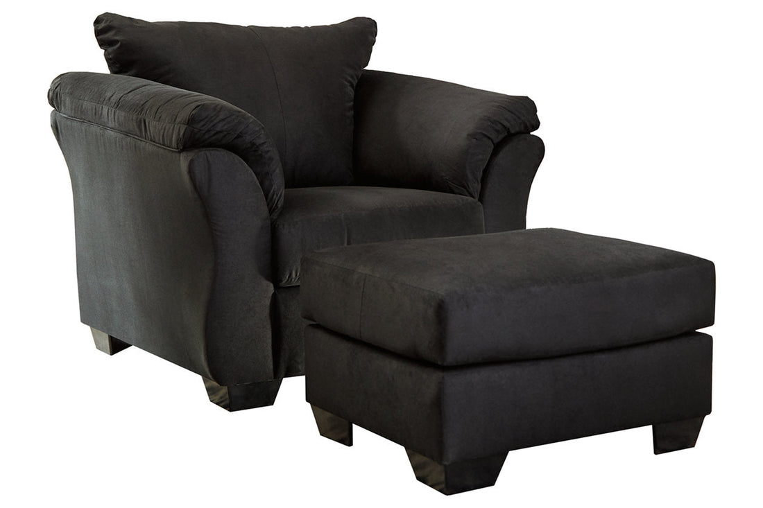 Darcy Black Chair and Ottoman - Ashley - Luna Furniture