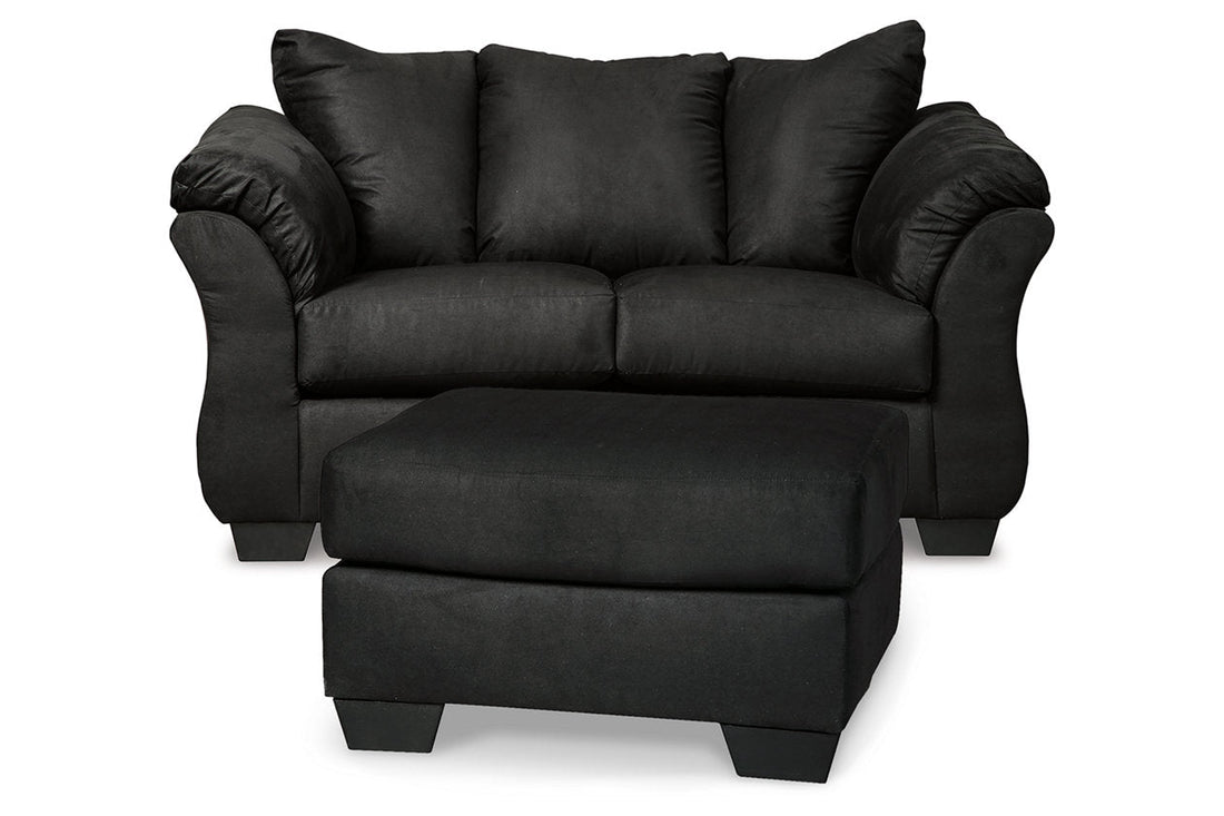 Darcy Black Loveseat and Ottoman - Ashley - Luna Furniture