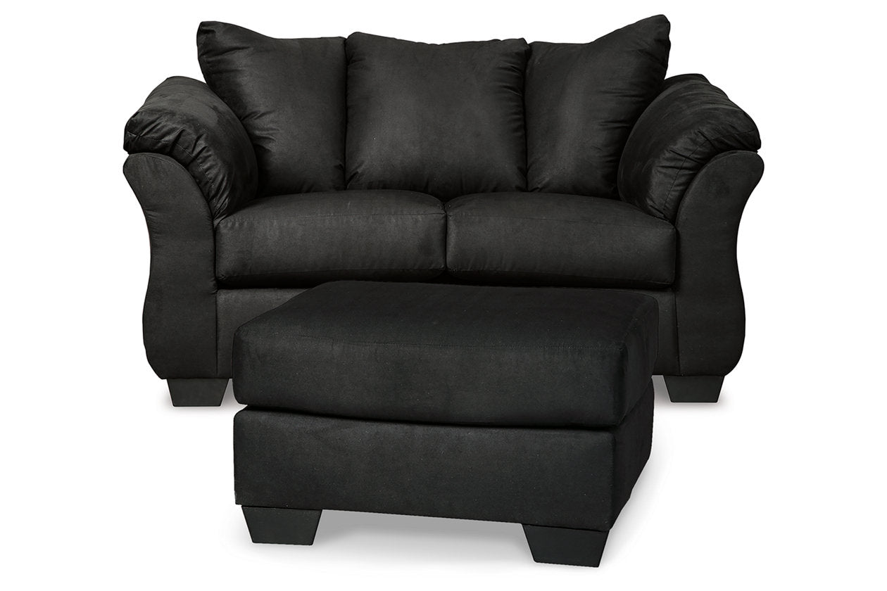 Darcy Black Loveseat and Ottoman - Ashley - Luna Furniture