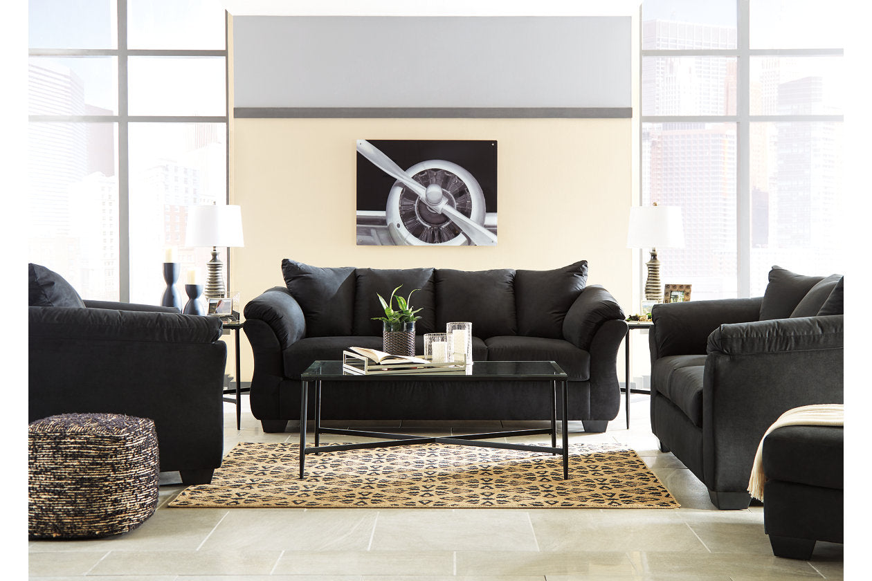 Darcy Black Sofa, Loveseat, Chair and Ottoman - Ashley - Luna Furniture