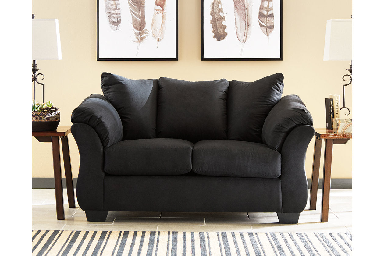 Darcy Black Loveseat and Ottoman - Ashley - Luna Furniture