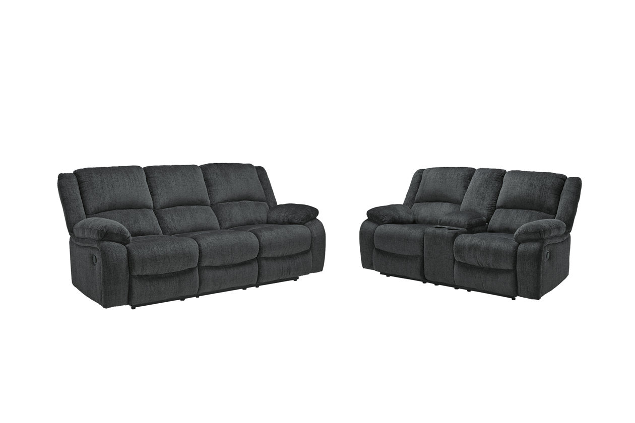 Draycoll Slate Reclining Sofa and Loveseat - Ashley - Luna Furniture