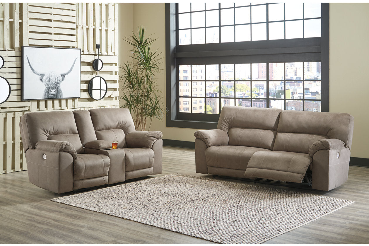 Cavalcade Slate Power Reclining Sofa and Loveseat - Ashley - Luna Furniture