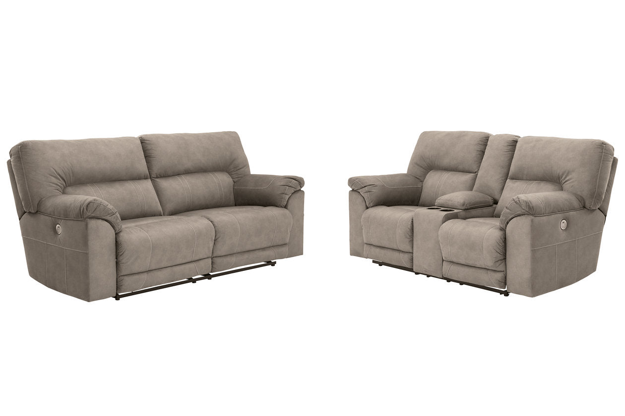 Cavalcade Slate Power Reclining Sofa and Loveseat - Ashley - Luna Furniture