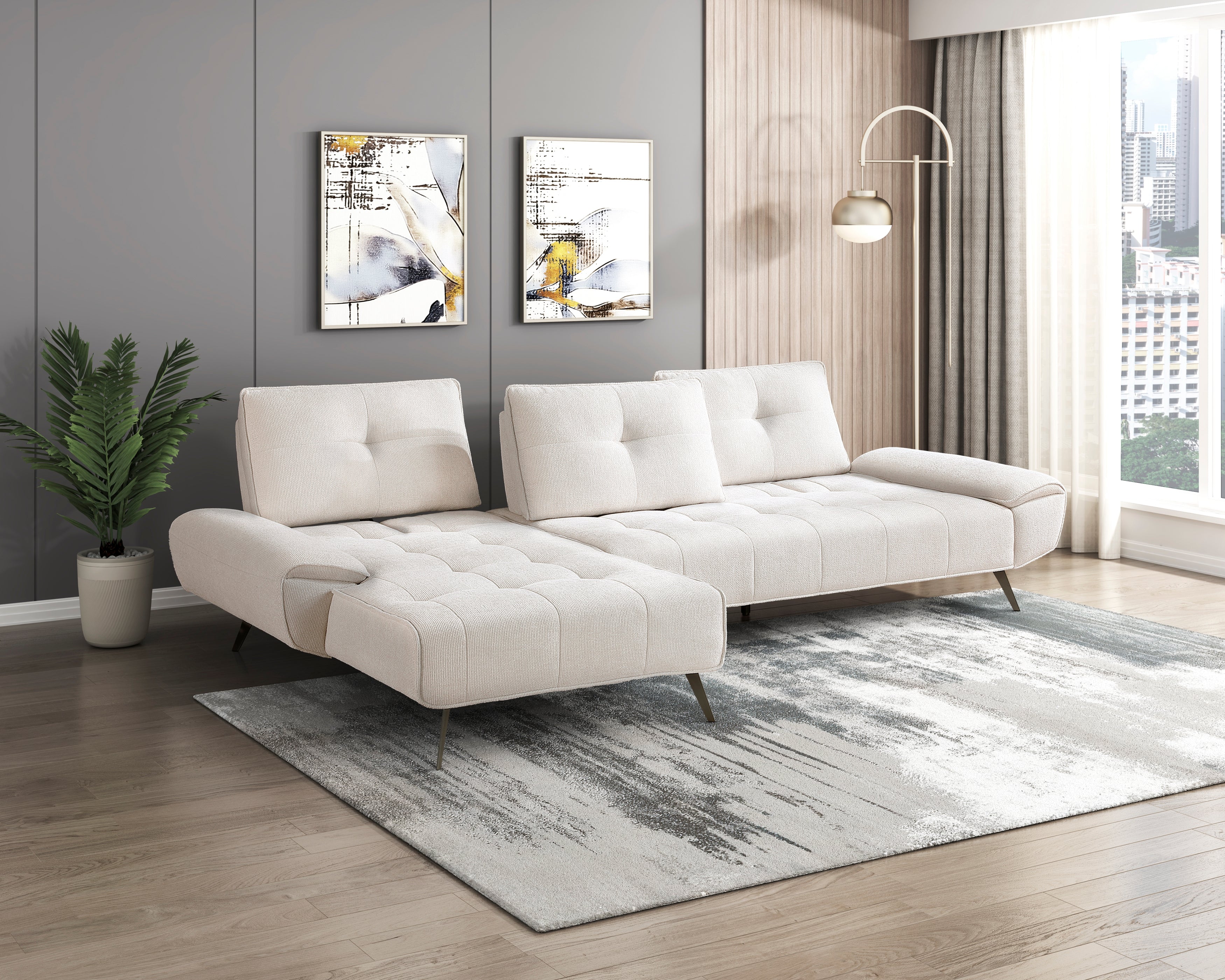 8400BEG*2LC2R (2)2-Piece Sectional with Left Chaise and Dual-position Backs for Adjustable Seat Depth - 8400BEG*2LC2R