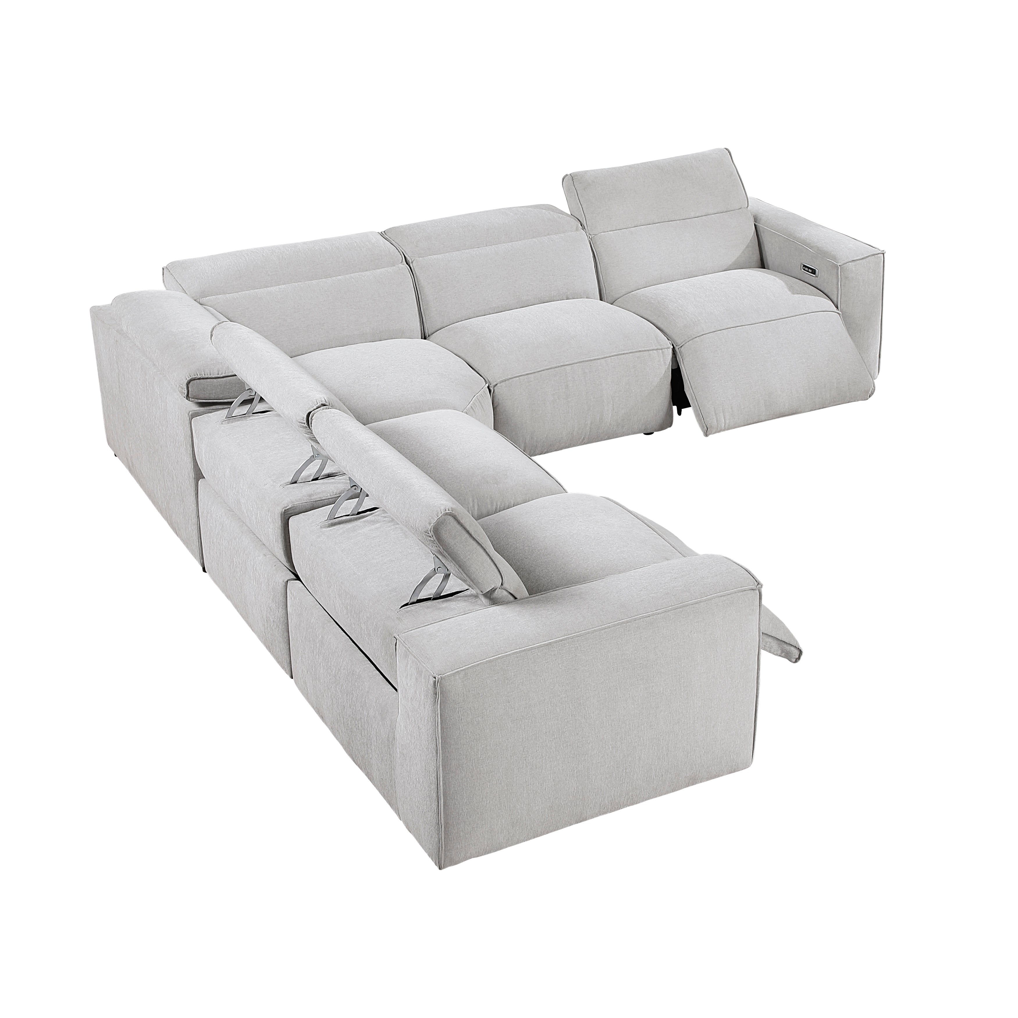 8414GRY-*5LRRRPWH (5)5-Piece Modular Power Reclining Sectional with Power Headrests - 8414GRY-*5LRRRPWH