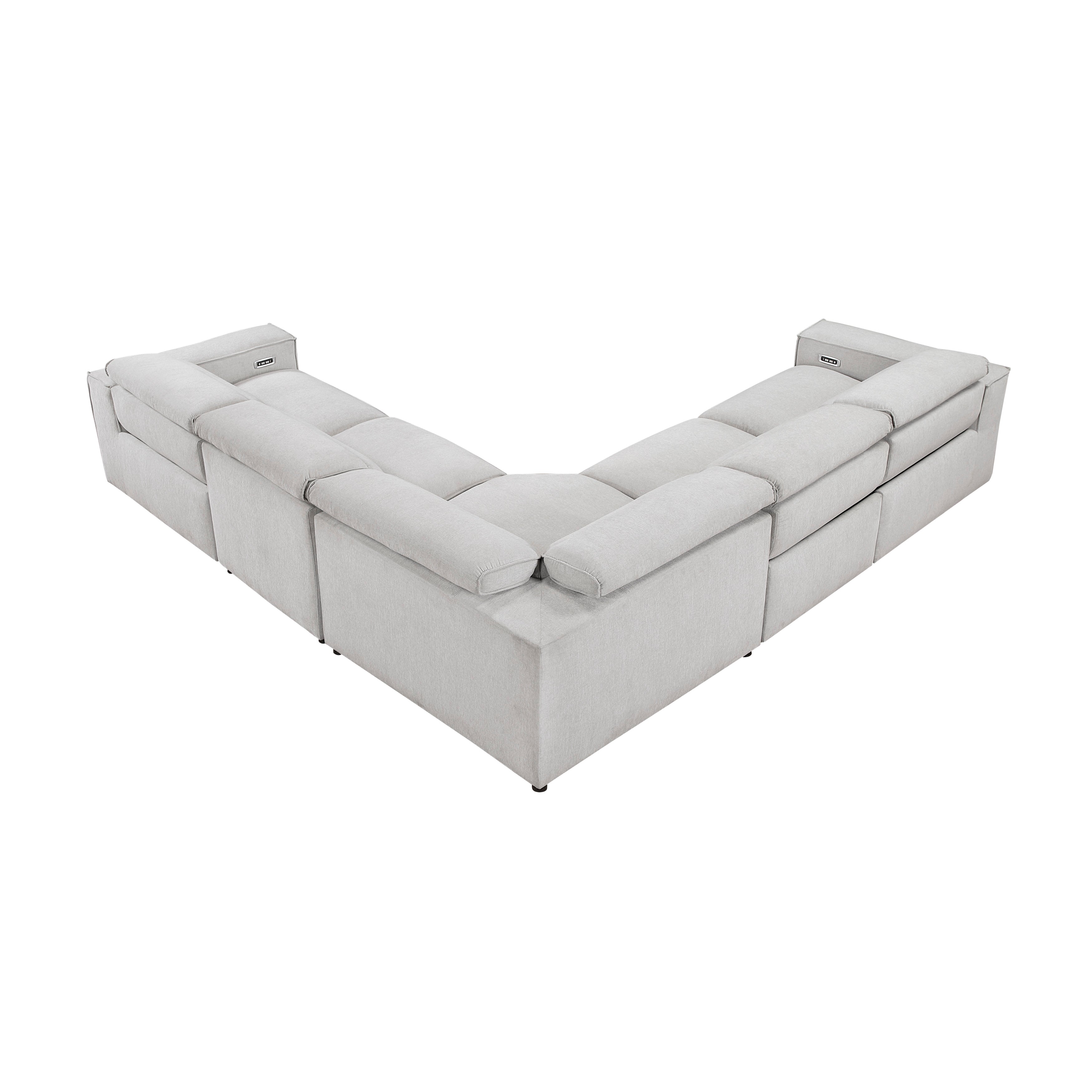 8414GRY-*5LRRRPWH (5)5-Piece Modular Power Reclining Sectional with Power Headrests - 8414GRY-*5LRRRPWH