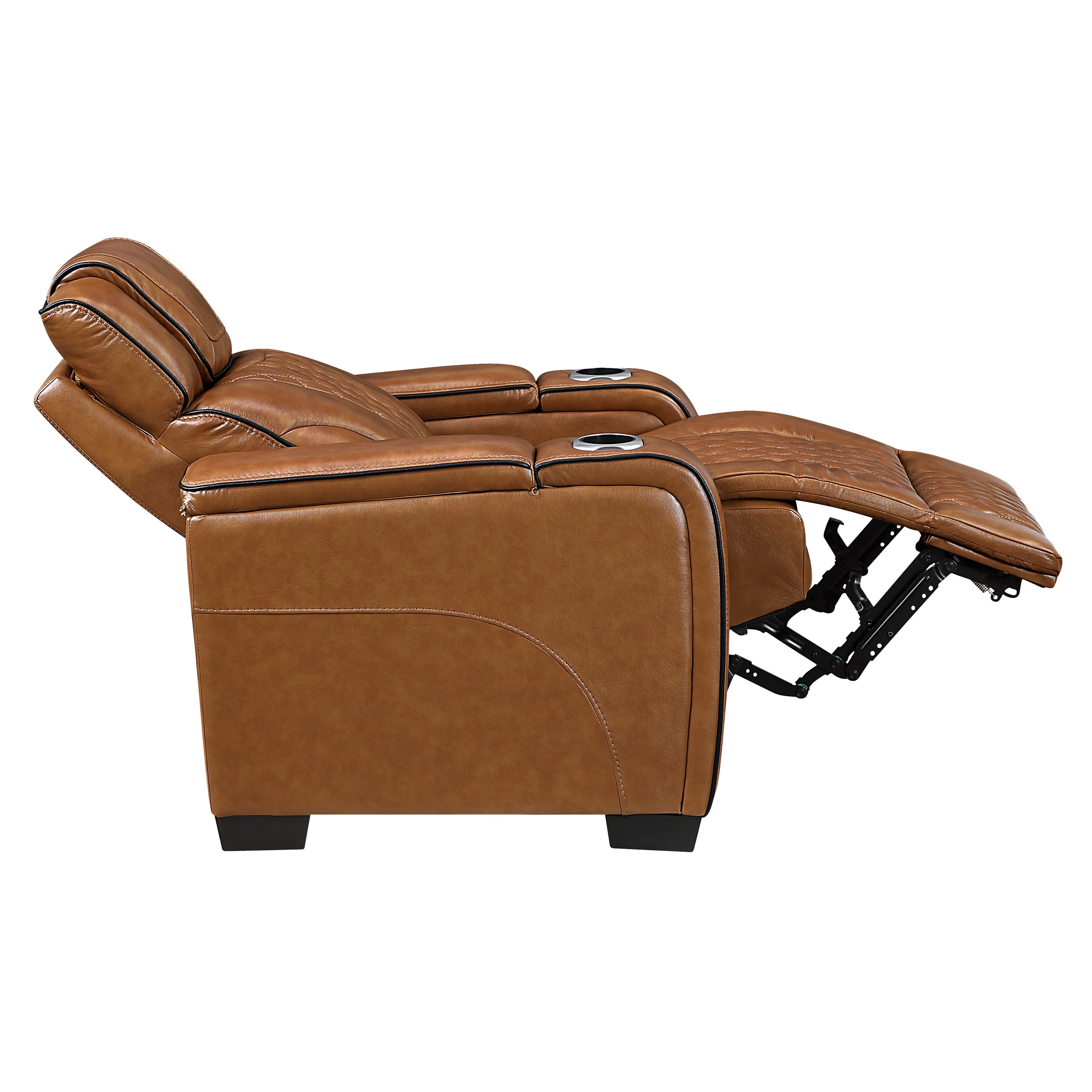 8449BR-1PWHM Power Reclining Chair with Power Headrest, Storage Arms with Cup Holders, Air Massage and Heat, LED Lighting and Charging Ports - 8449BR-1PWHM