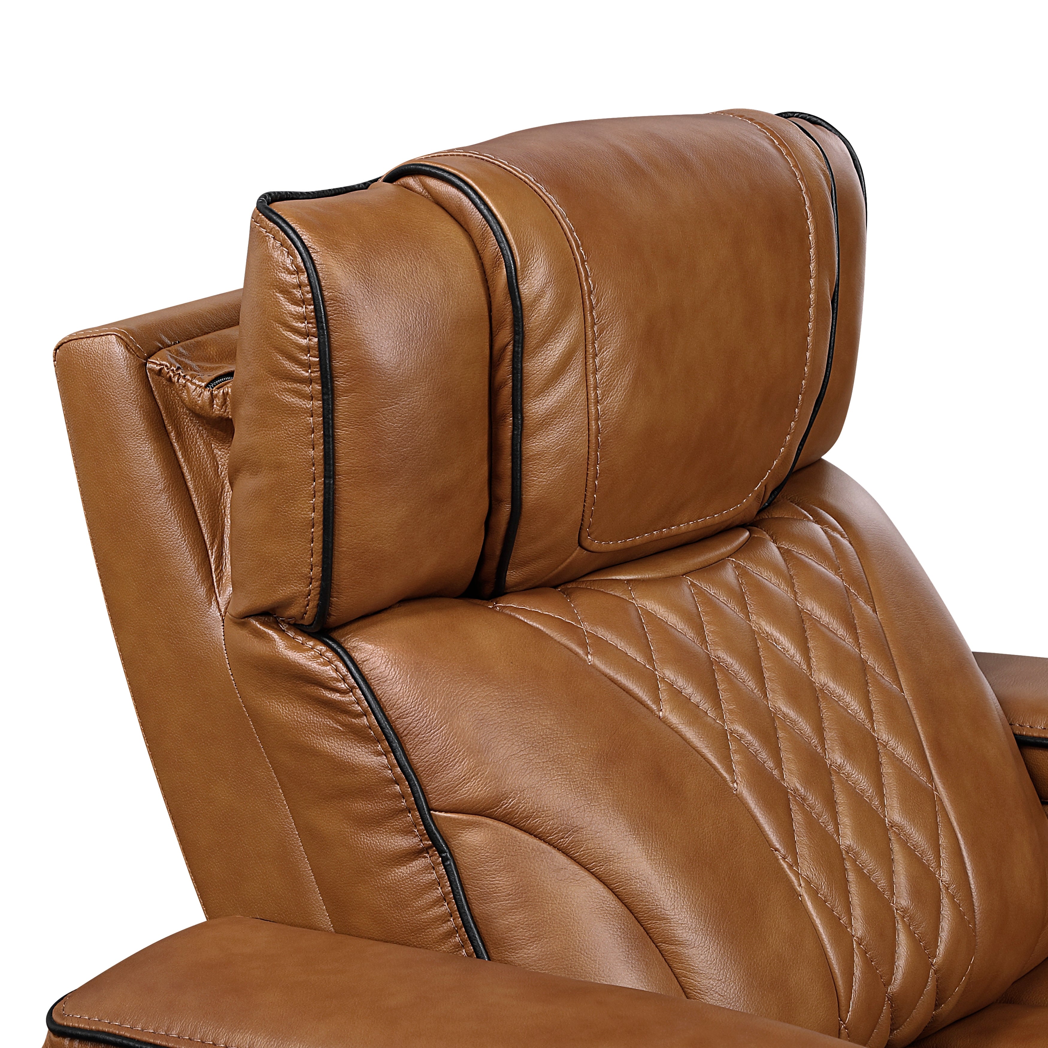 8449BR-1PWHM Power Reclining Chair with Power Headrest, Storage Arms with Cup Holders, Air Massage and Heat, LED Lighting and Charging Ports - 8449BR-1PWHM
