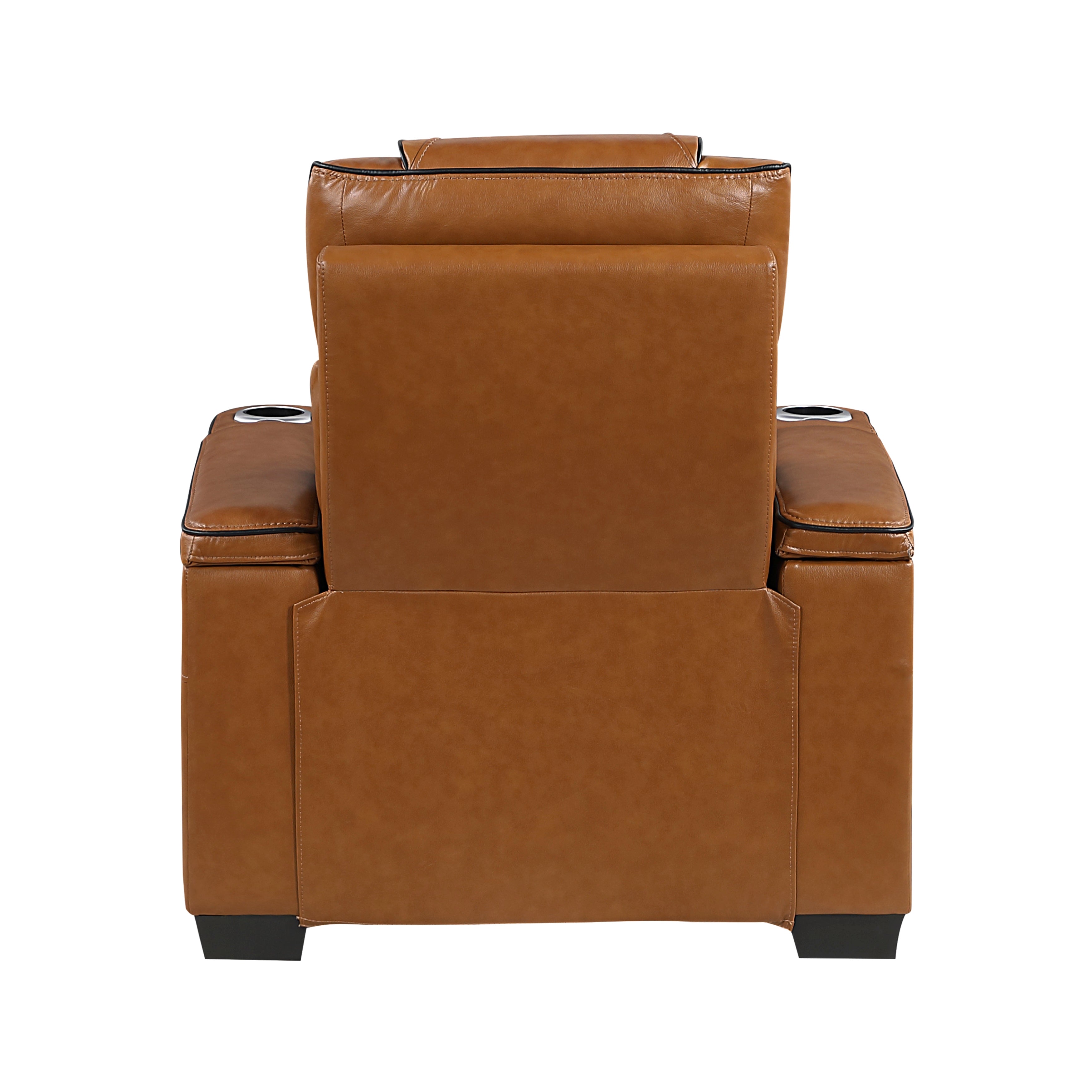 8449BR-1PWHM Power Reclining Chair with Power Headrest, Storage Arms with Cup Holders, Air Massage and Heat, LED Lighting and Charging Ports - 8449BR-1PWHM