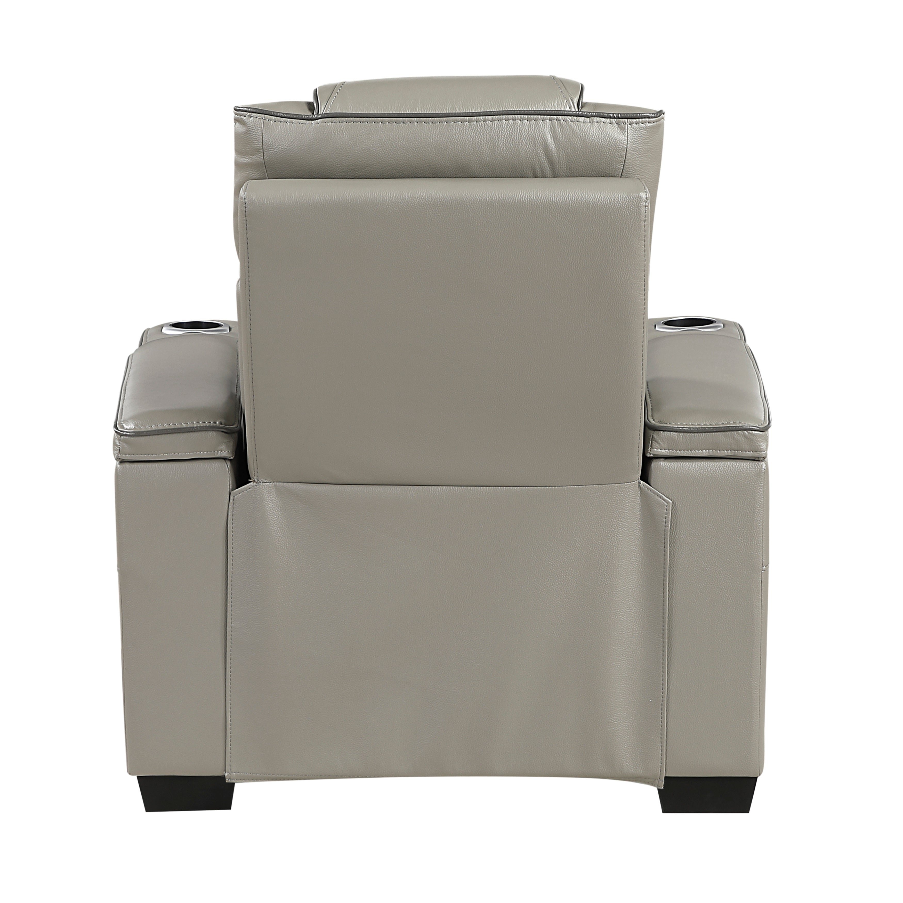 8449GY-1PWHM Power Reclining Chair with Power Headrest, Storage Arms with Cup Holders, Air Massage and Heat, LED Lighting and Charging Ports - 8449GY-1PWHM