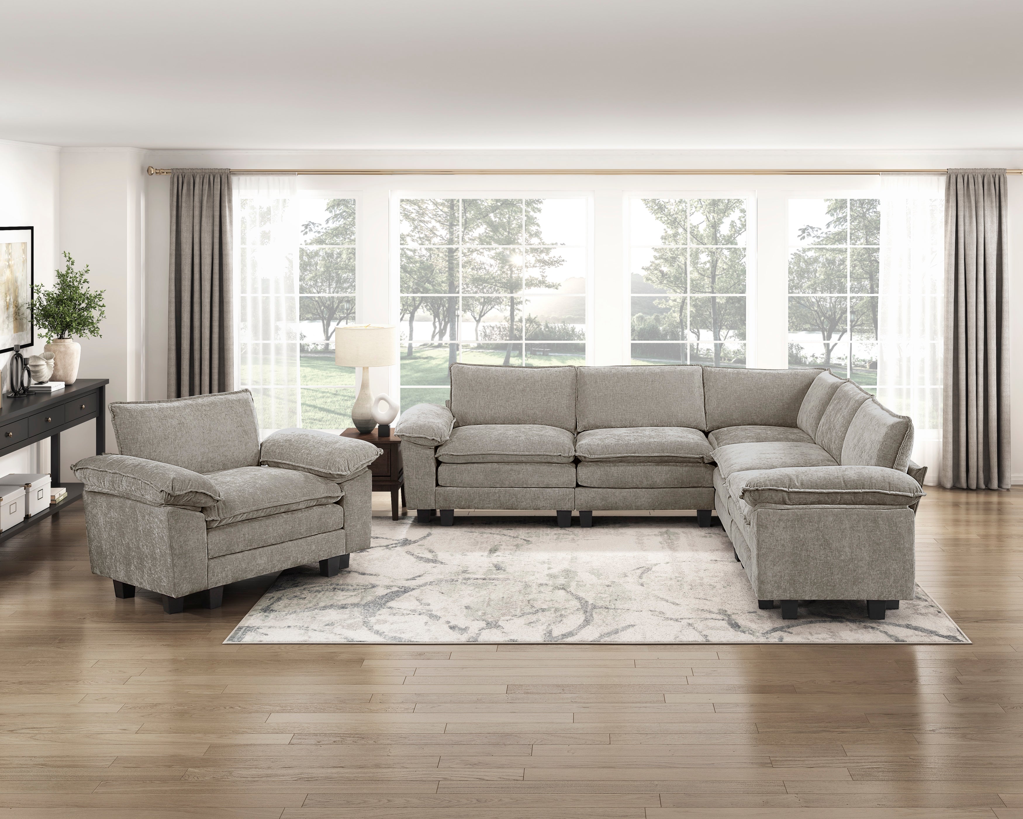 8450PWT*54ACCR (6)5-Piece Modular Sectional - 8450PWT*54ACCR