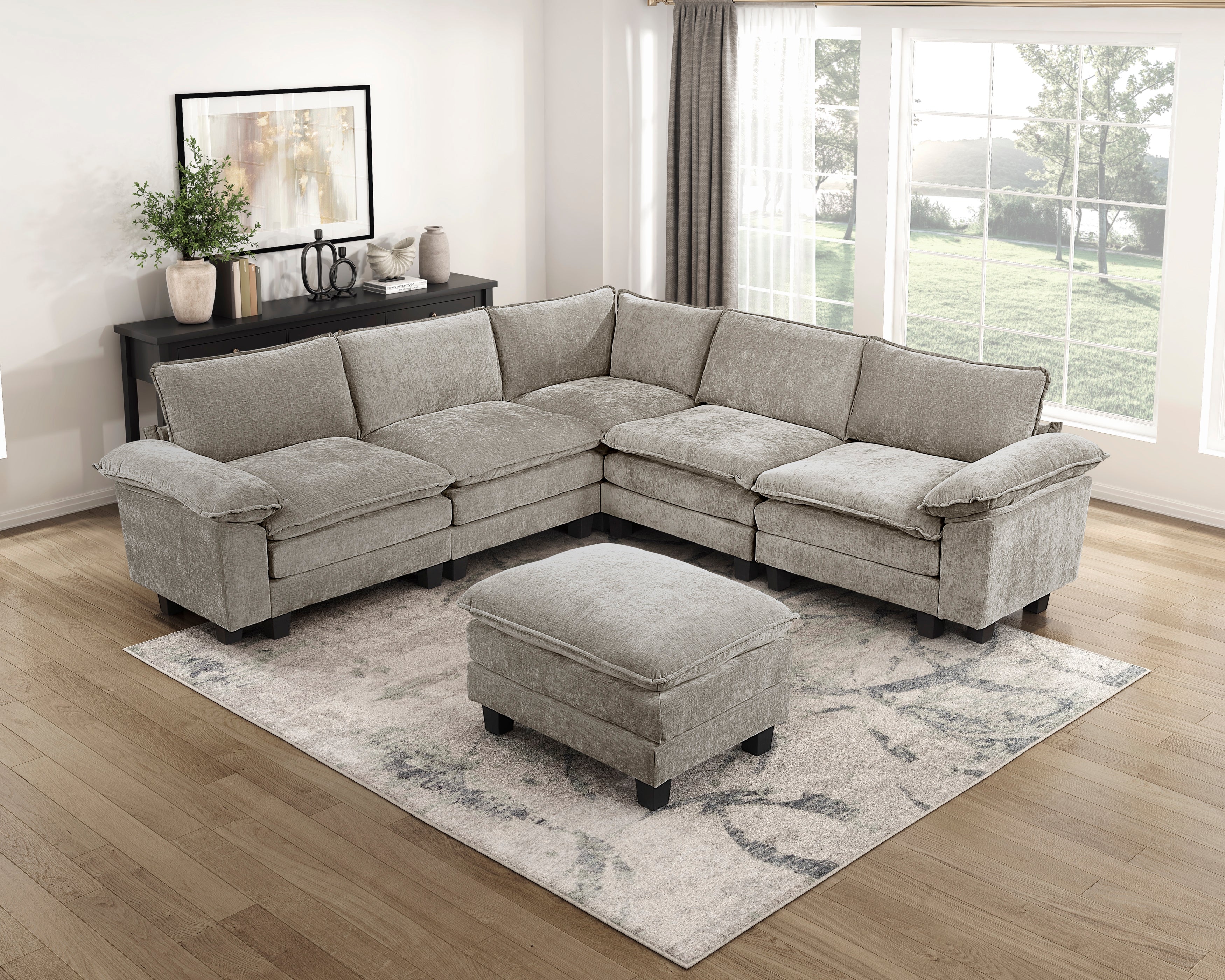 8450PWT*64ACCROT (7)6-Piece Modular Sectional with Ottoman - 8450PWT*64ACCROT