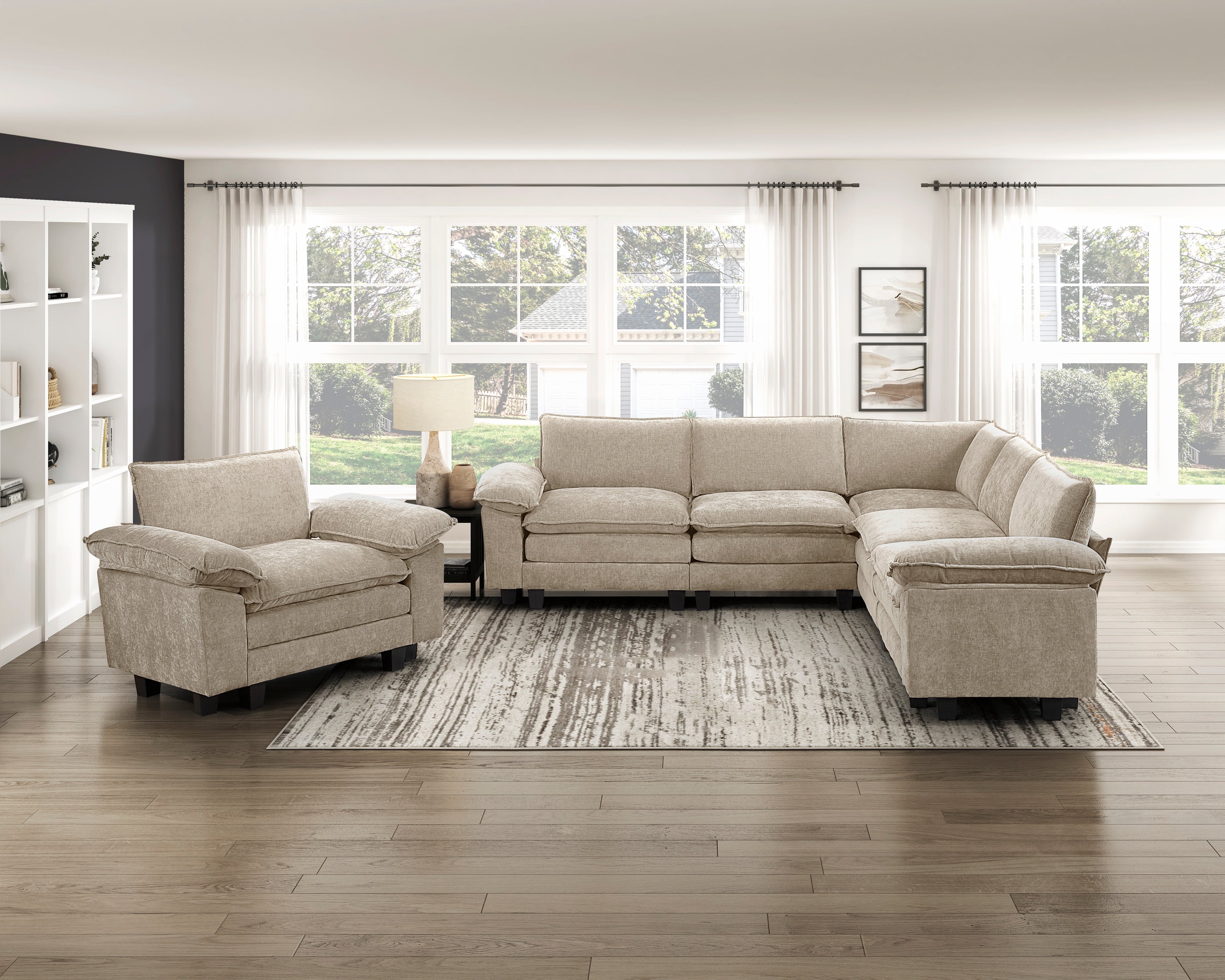 8450TPE*54ACCR (6)5-Piece Modular Sectional - 8450TPE*54ACCR
