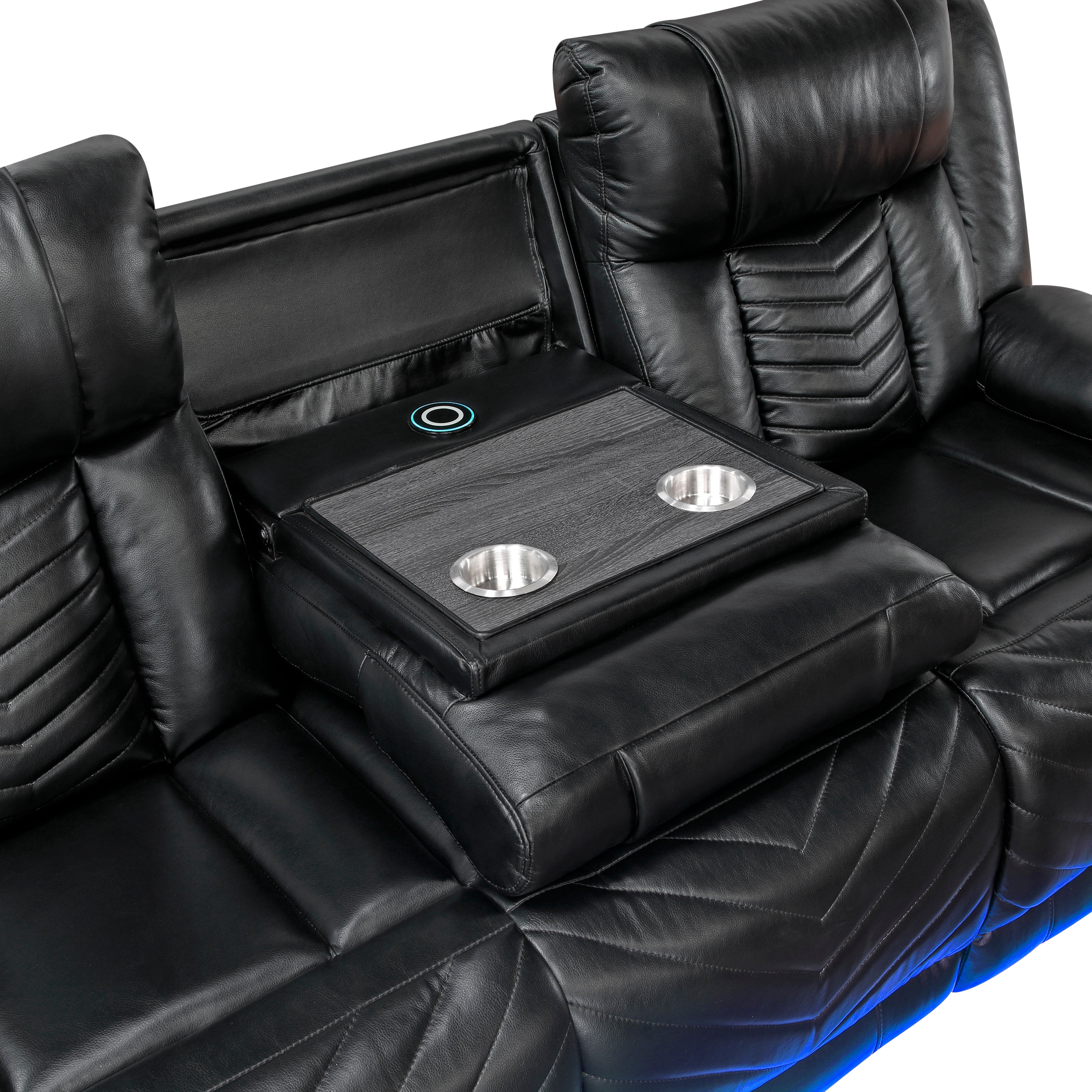 Huron Black Power Double Reclining Living Room Set from Homelegance - Luna Furniture