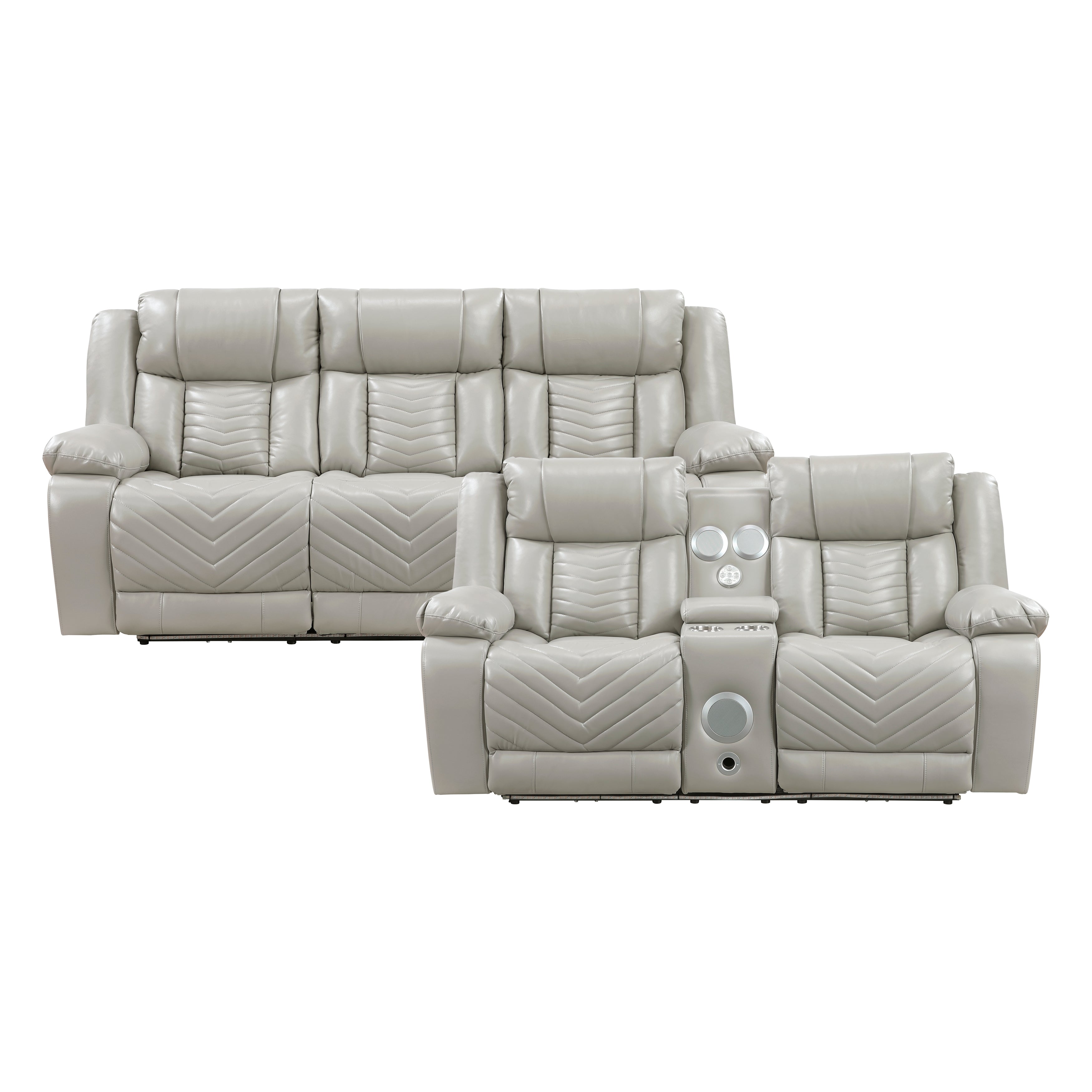 8457GRY*2PW 2pc Set: Sofa, Love (Power) - 8457GRY*2PW