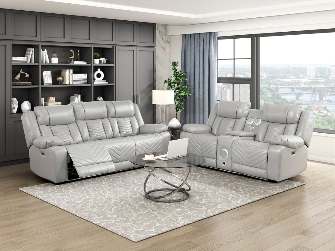 Huron Gray Power Double Reclining Living Room Set from Homelegance - Luna Furniture