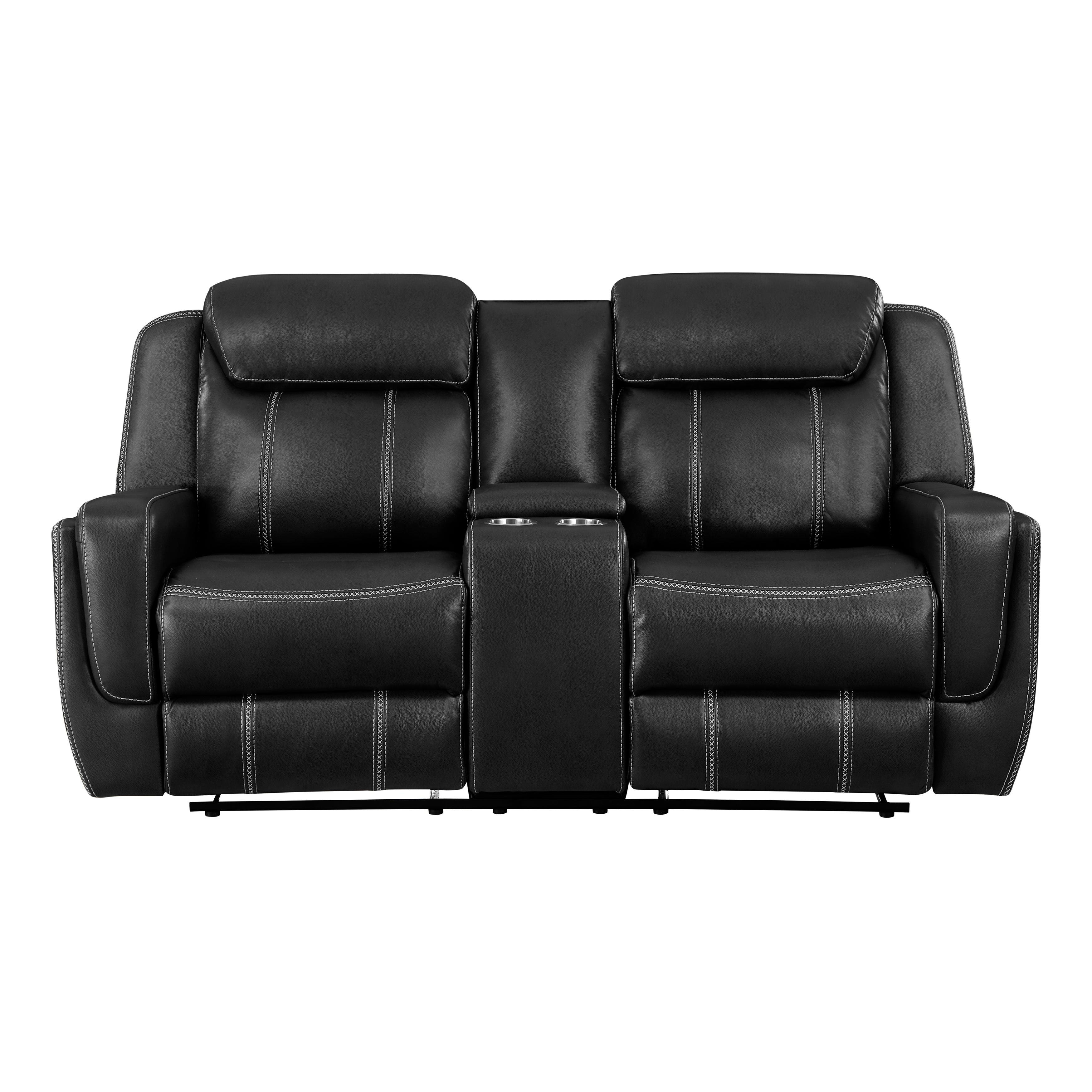 8516BK-2 Double Reclining Love Seat with Center Console, Receptacles and USB Ports - 8516BK-2